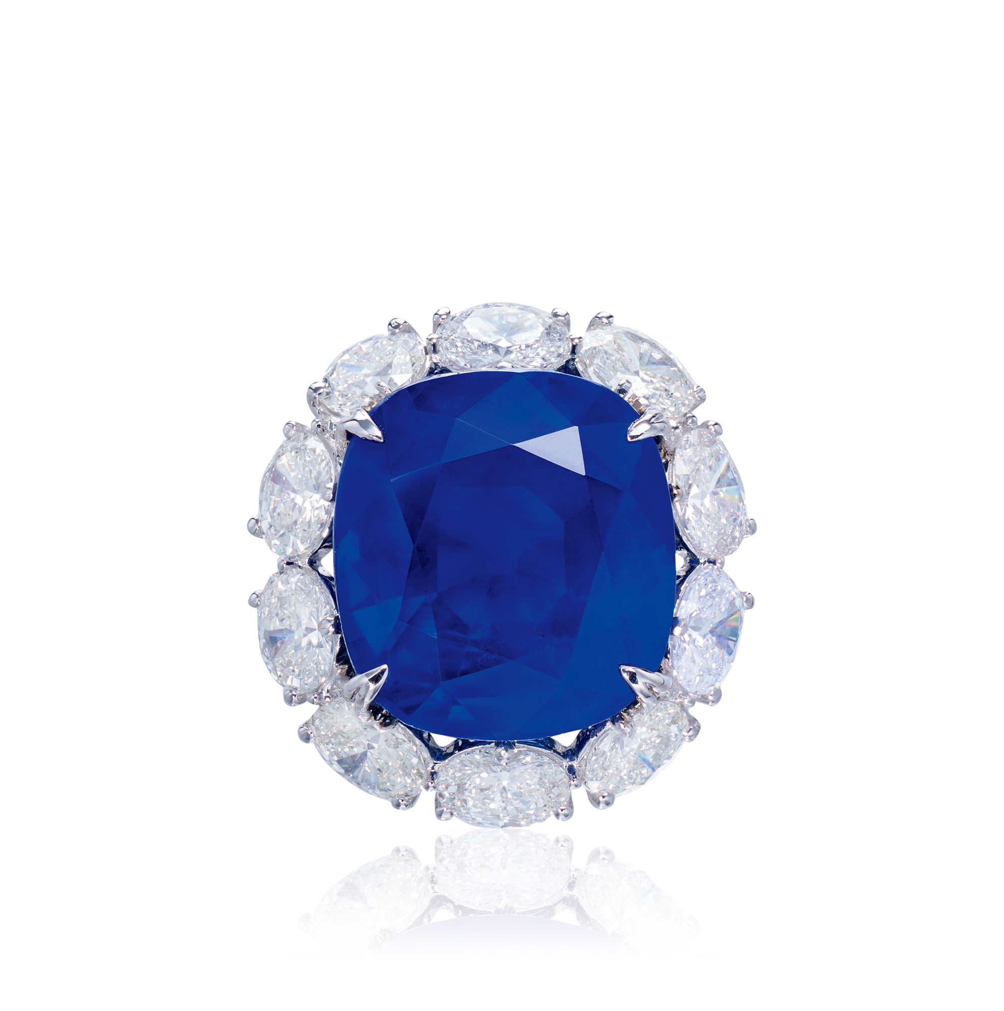 25克拉缅甸「皇家蓝」蓝宝石配钻石戒指,未经加热