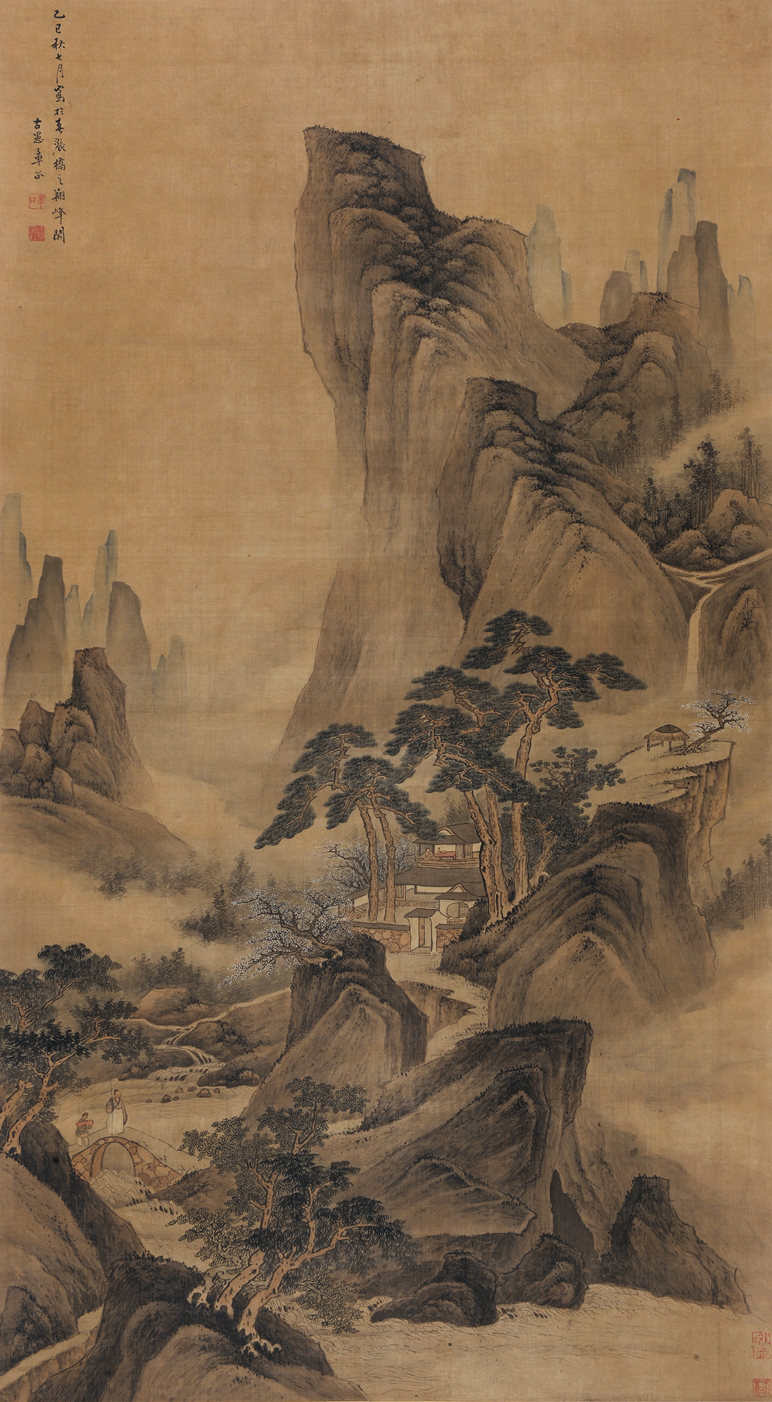 06171689年作深山访友立轴设色绢本