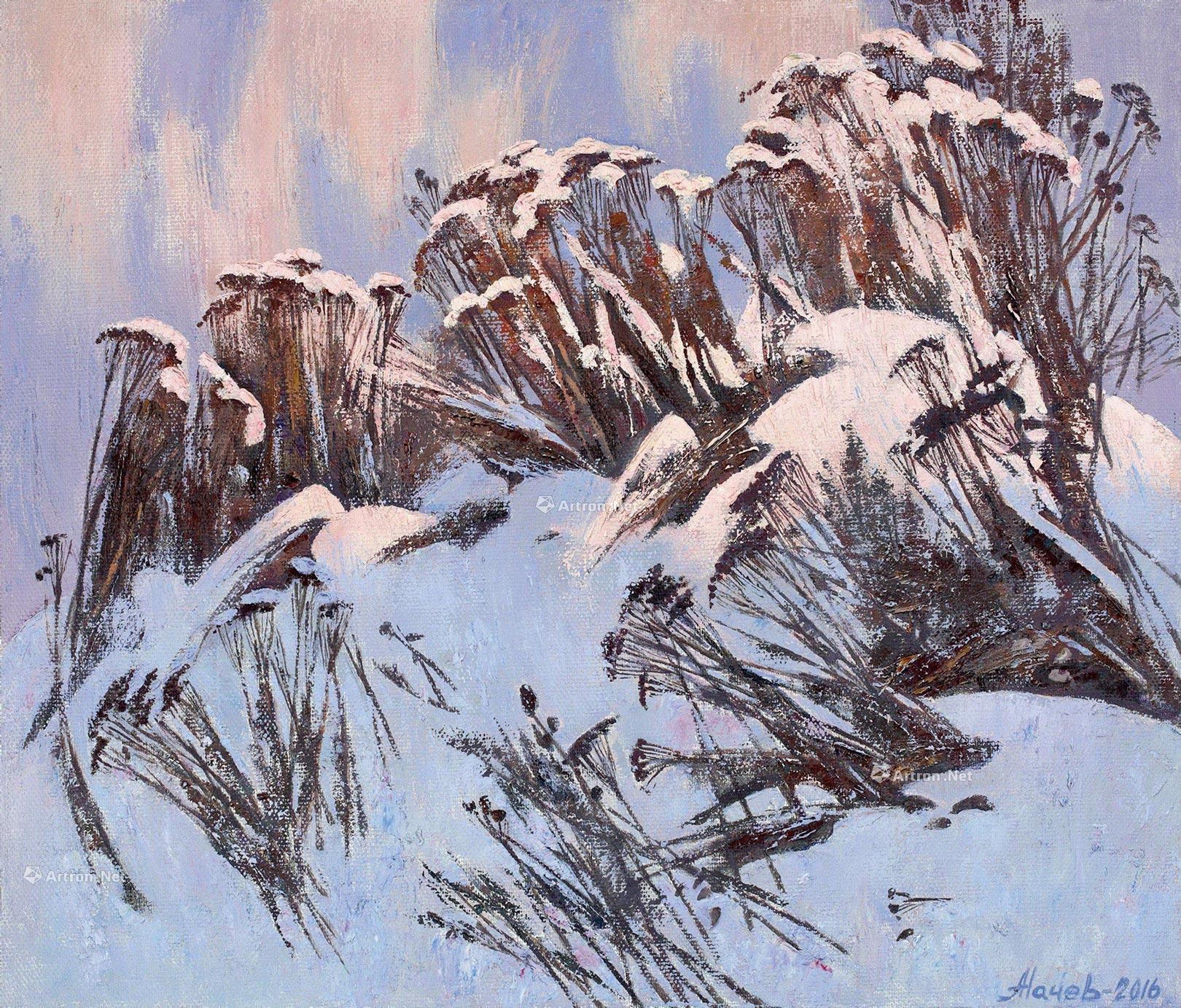 【2016年作 戴着雪帽的草坪 布面 油画】拍卖品_图片_价格_鉴赏_油画