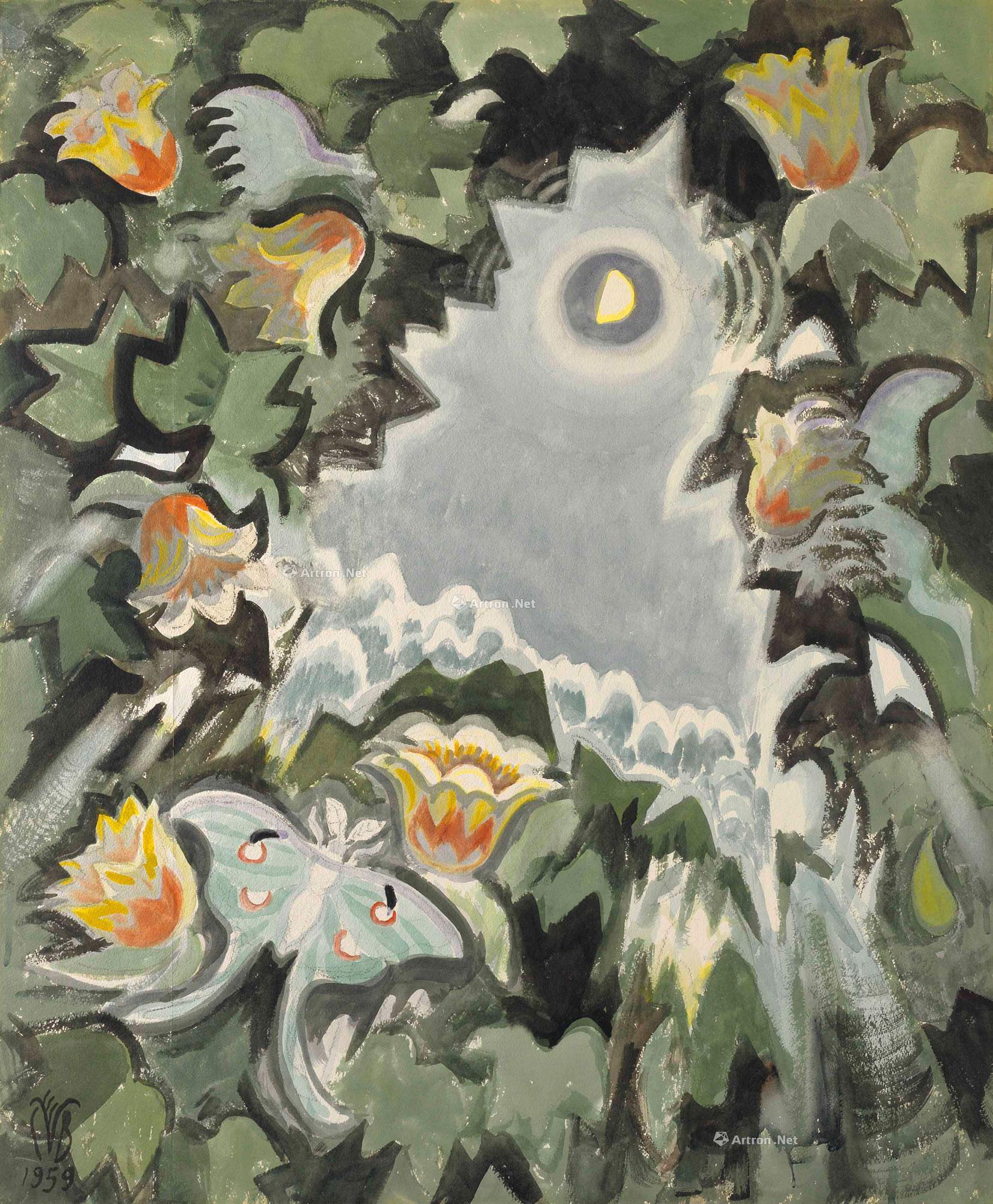 04031959年作junenightlunamothtuliptreeinbloombymoon