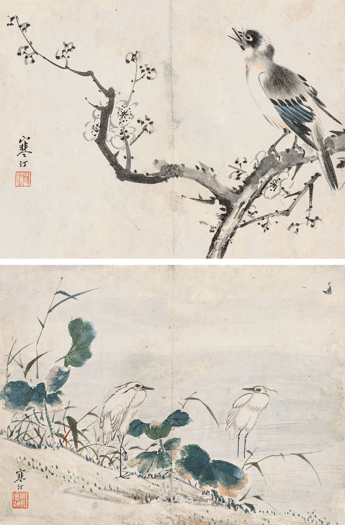 0729 花鸟小品 (二帧) 镜心 纸本