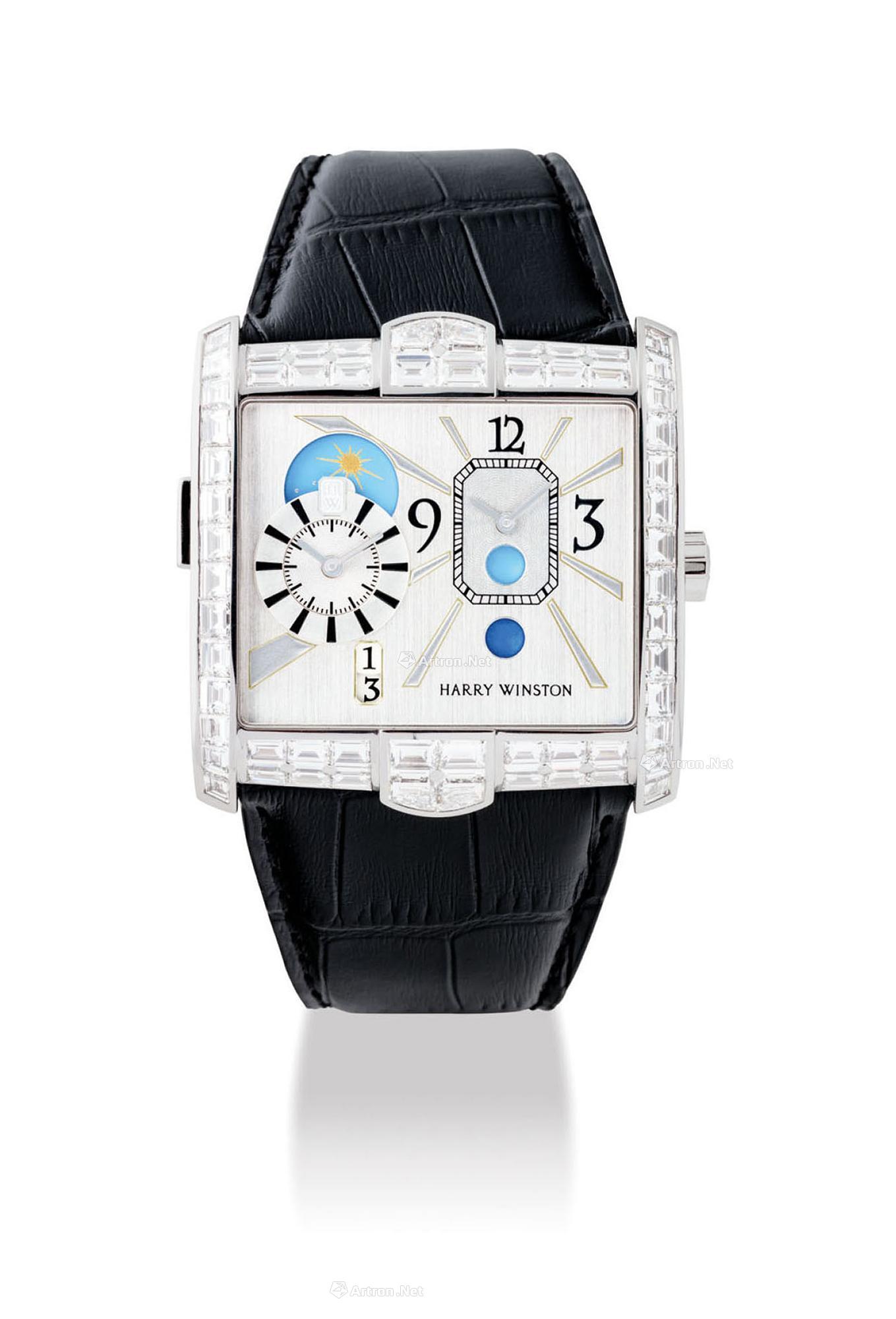 2310 海瑞温斯顿,精细及非常罕有,18k白金镶长方形钻石自动上弦长方形