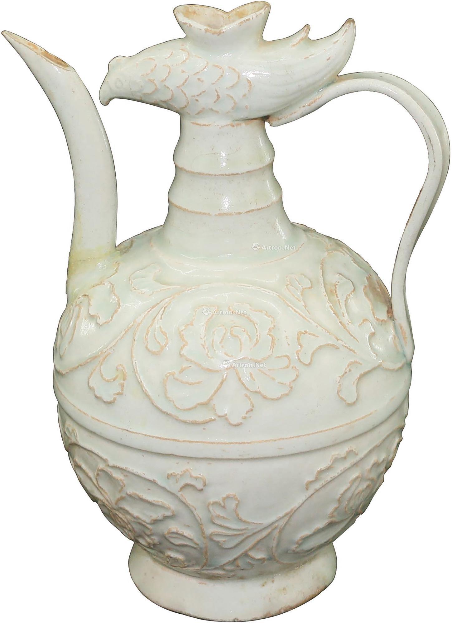 0100 宋代 影青印花花卉纹凤首执壶 (一件)