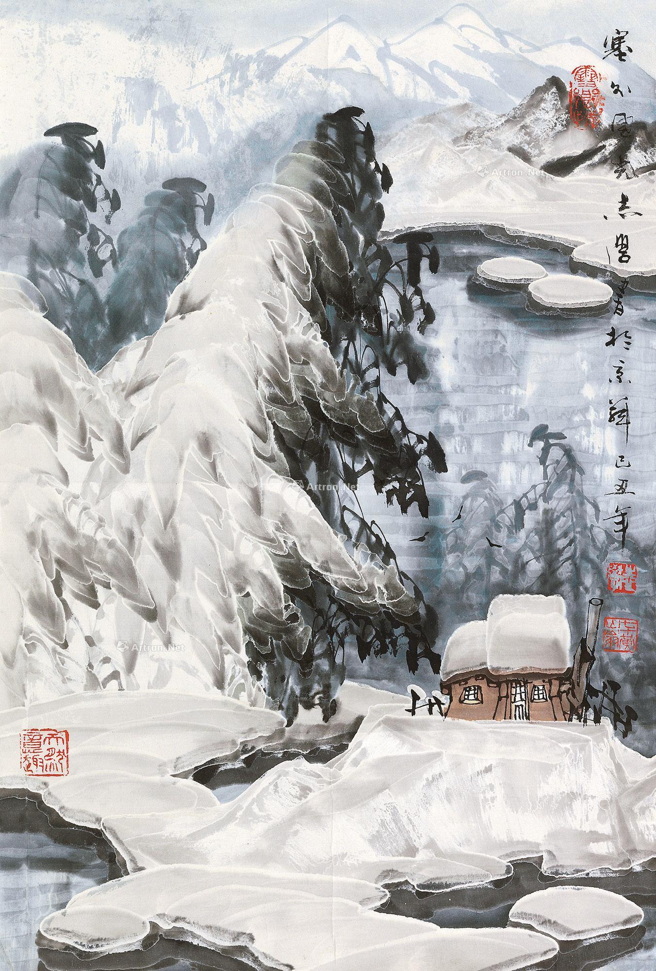 23902009年作塞外风光镜心水墨纸本