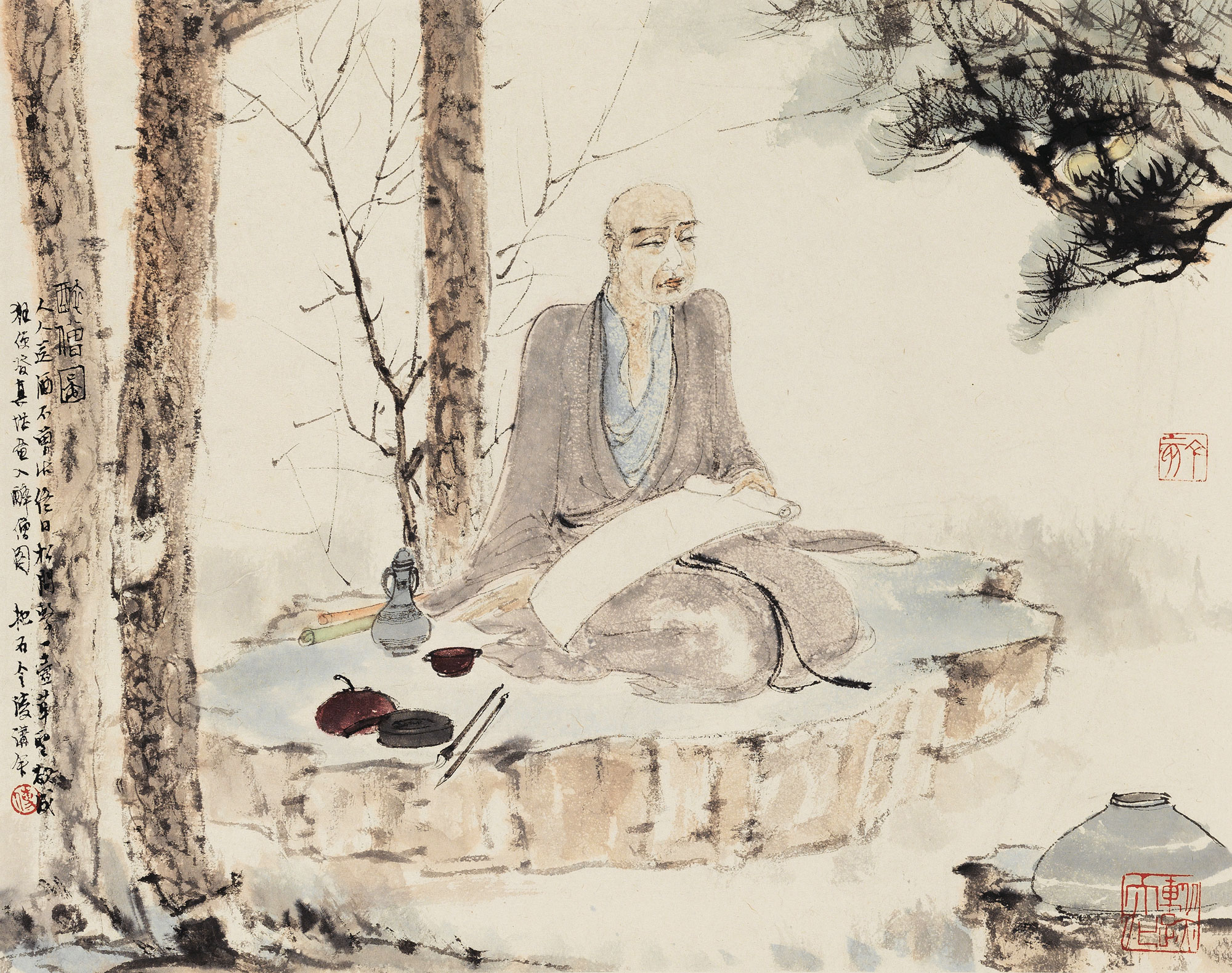 0334醉僧图立轴设色纸本