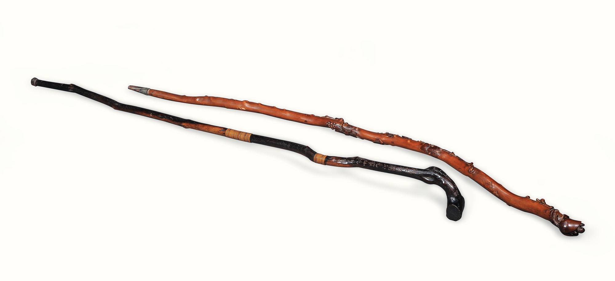 4702 清早期 奇木杖及黄杨杖