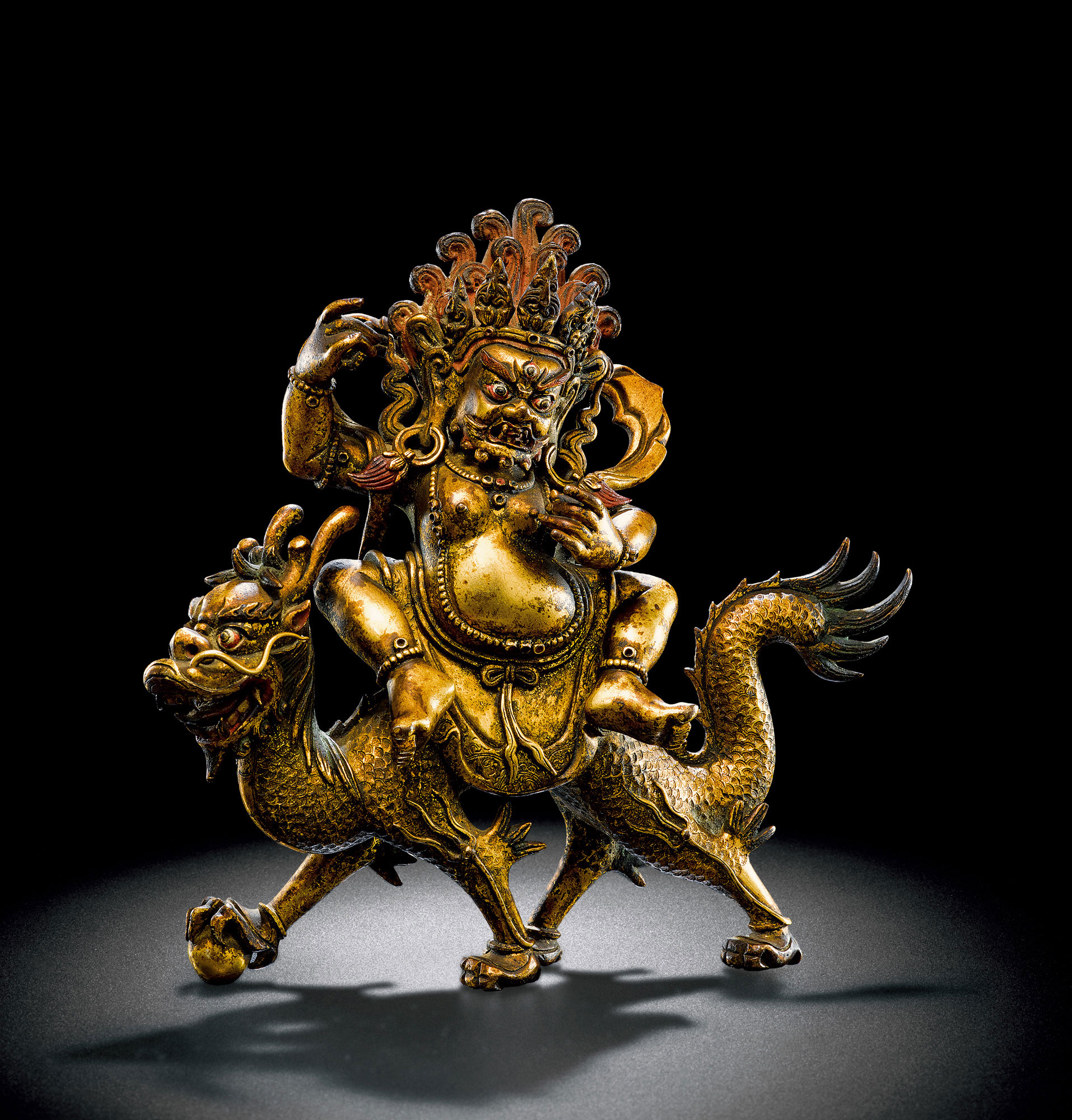 3053清乾隆铜鎏金白财神