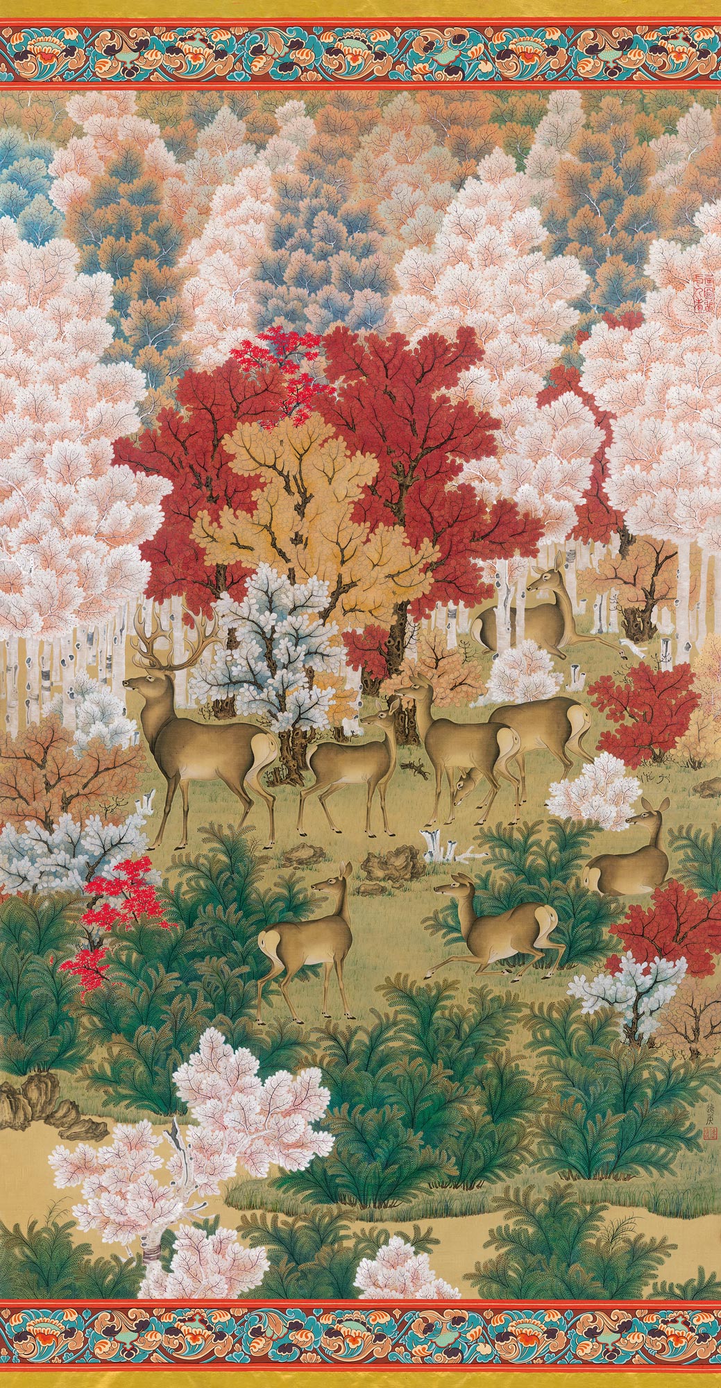 【丹枫呦鹿 镜心 设色纸本】拍卖品_图片_价格_鉴赏_绘画_雅昌艺术品