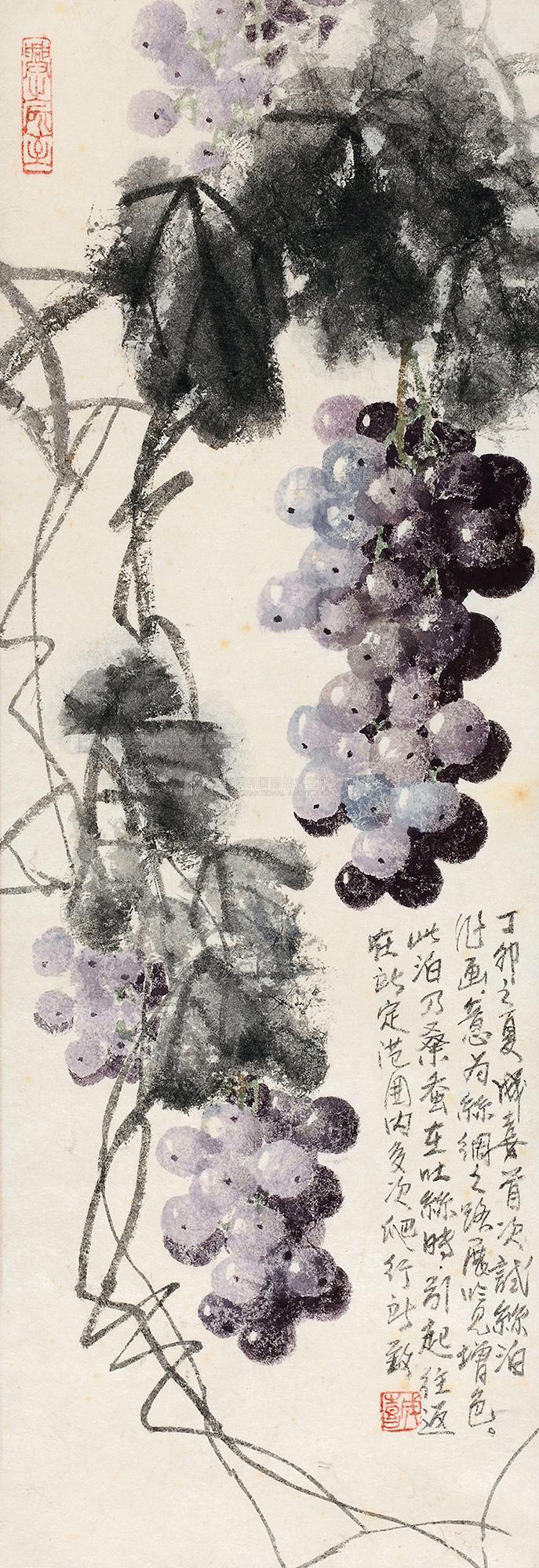 14801987年作葡萄立轴设色纸本