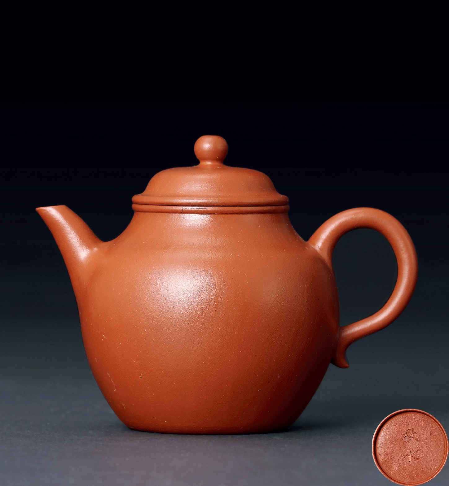 5376 清 秋水款朱泥高莲子壶