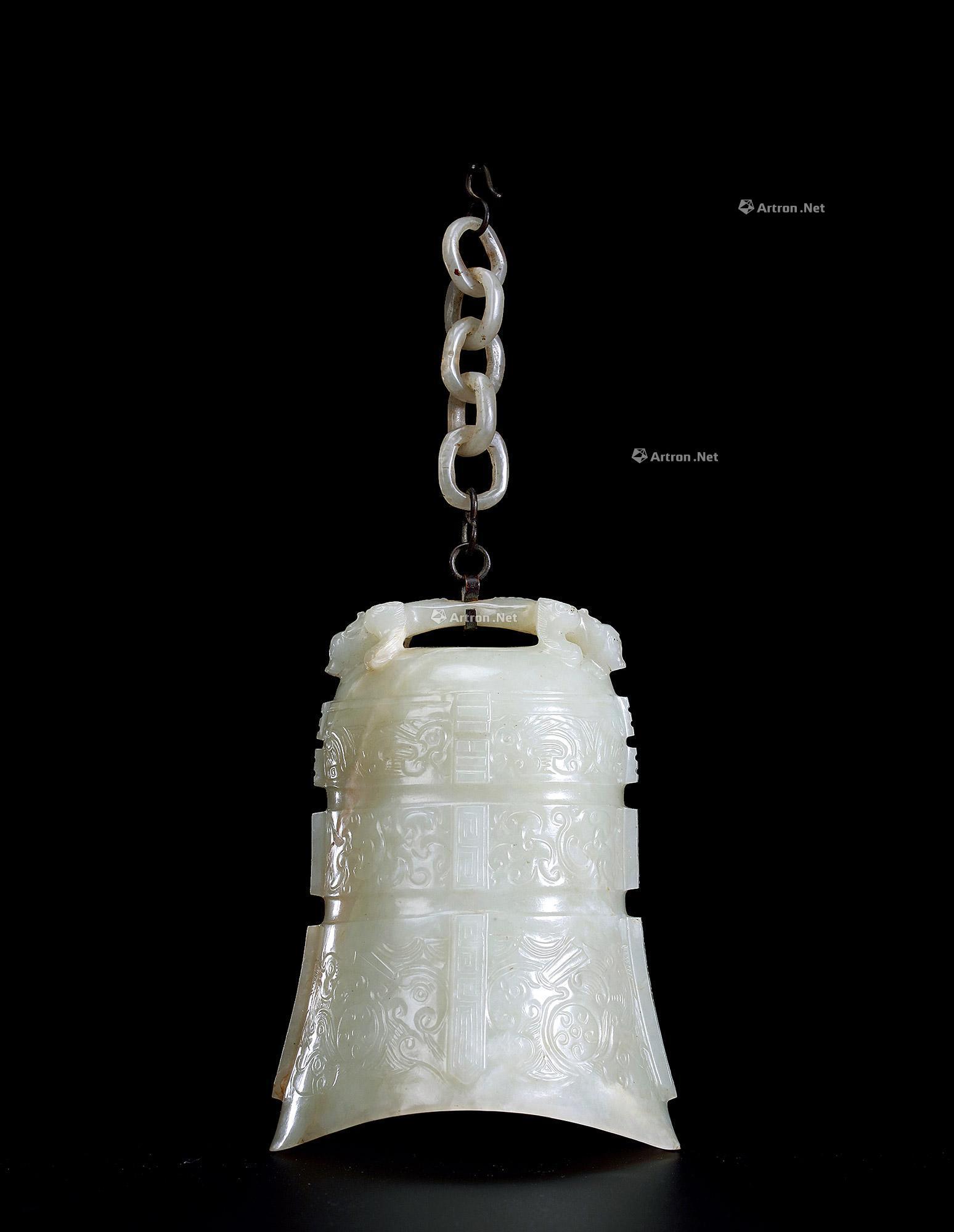 0949明白玉仿古交龙纹钟带链