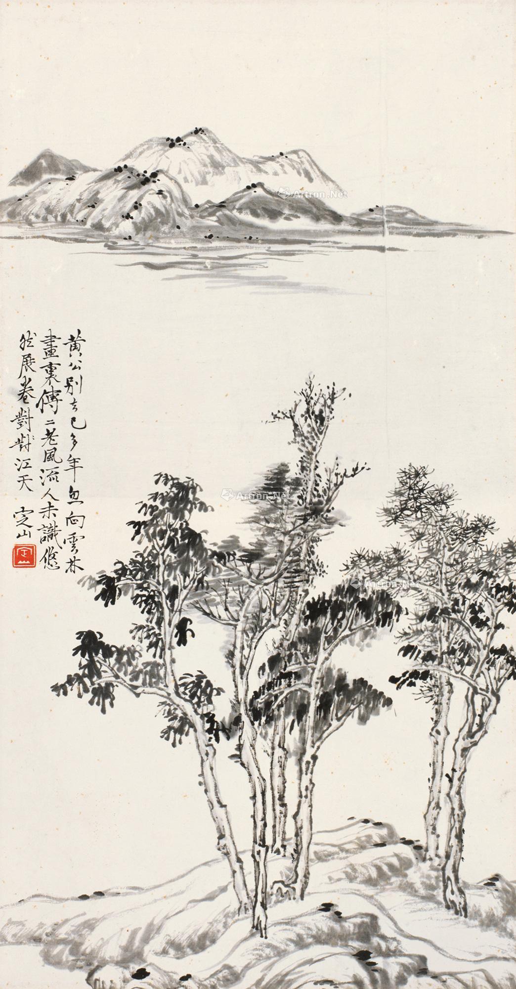【仿倪云林山水 立轴 水墨纸本】拍卖品_图片_价格_鉴赏_绘画_雅昌艺术品拍卖网