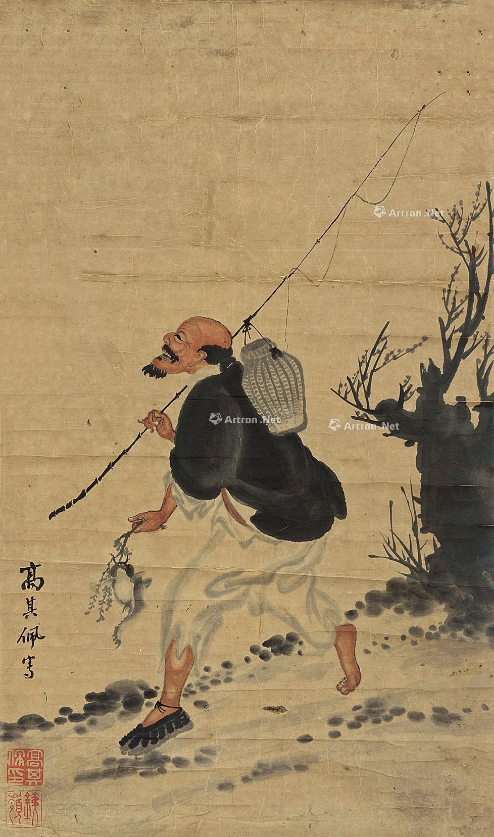 1319渔翁镜片设色纸本
