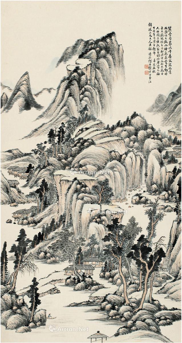 【1911年作 林峦山居图 立轴 设色纸本】拍卖品 图片 价格 鉴赏 绘画 雅昌艺术品拍卖网