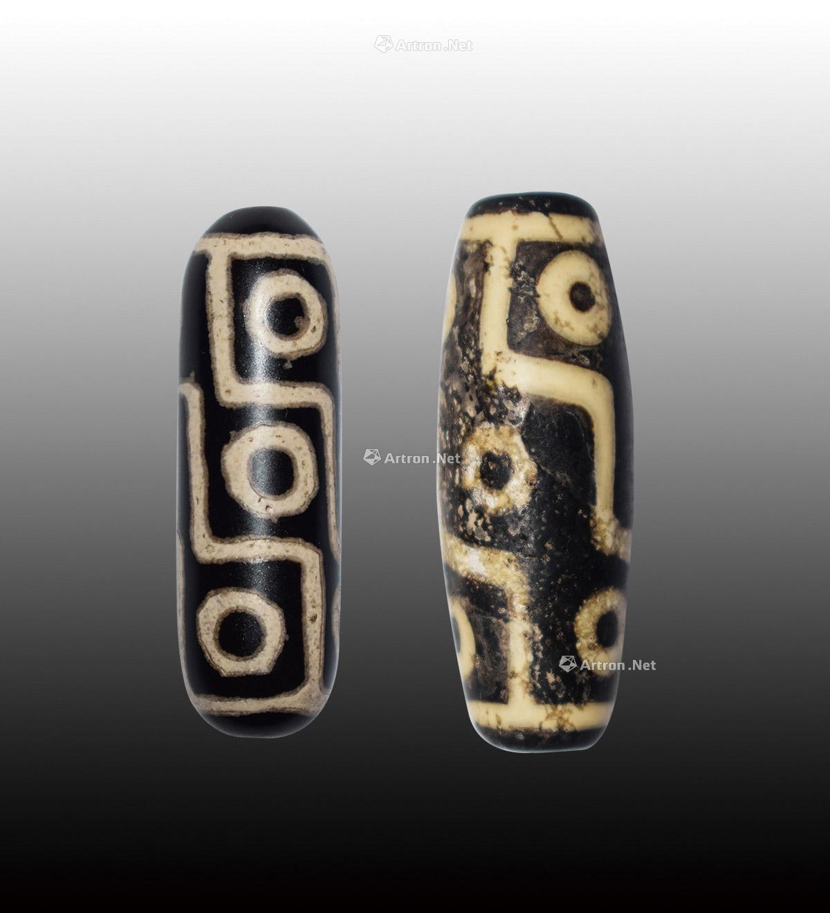 0309 唐代 九眼天珠 (一组两件)