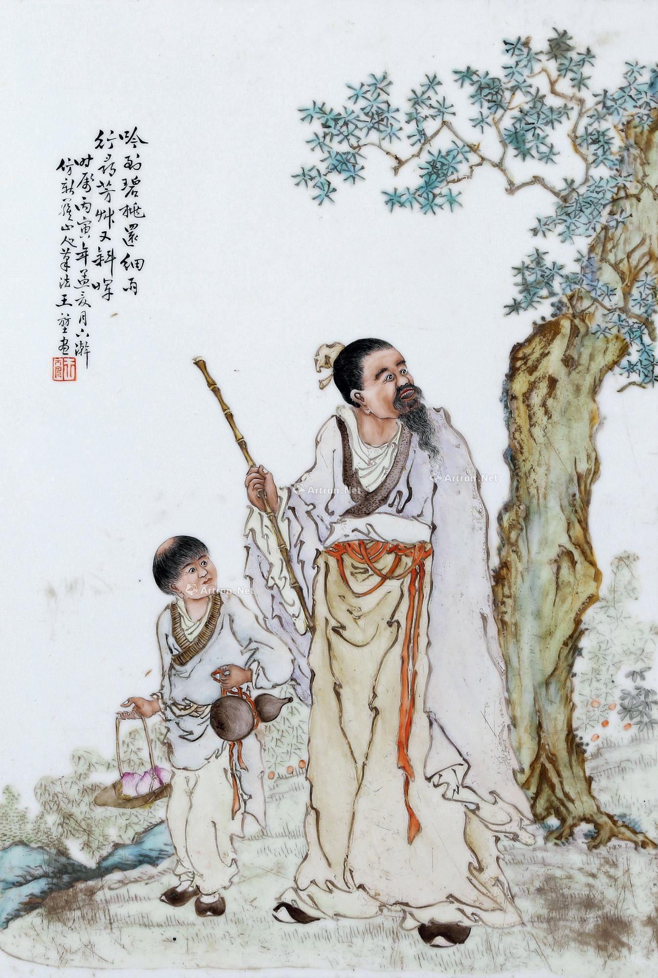 0085王大凡绘粉彩人物故事纹瓷板