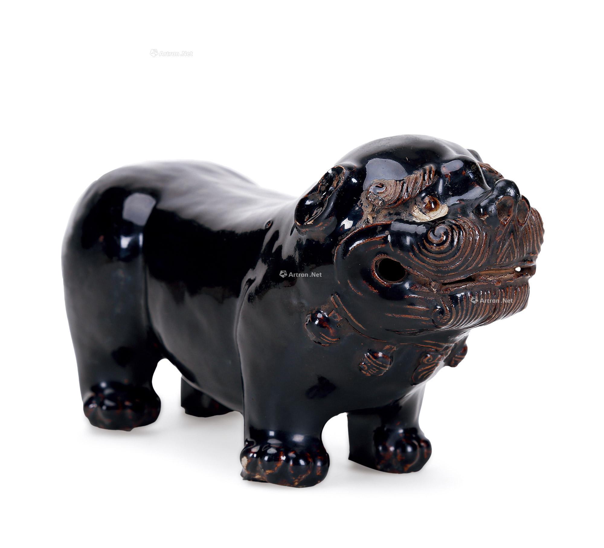 0091 宋 耀州窑黑釉虎形枕