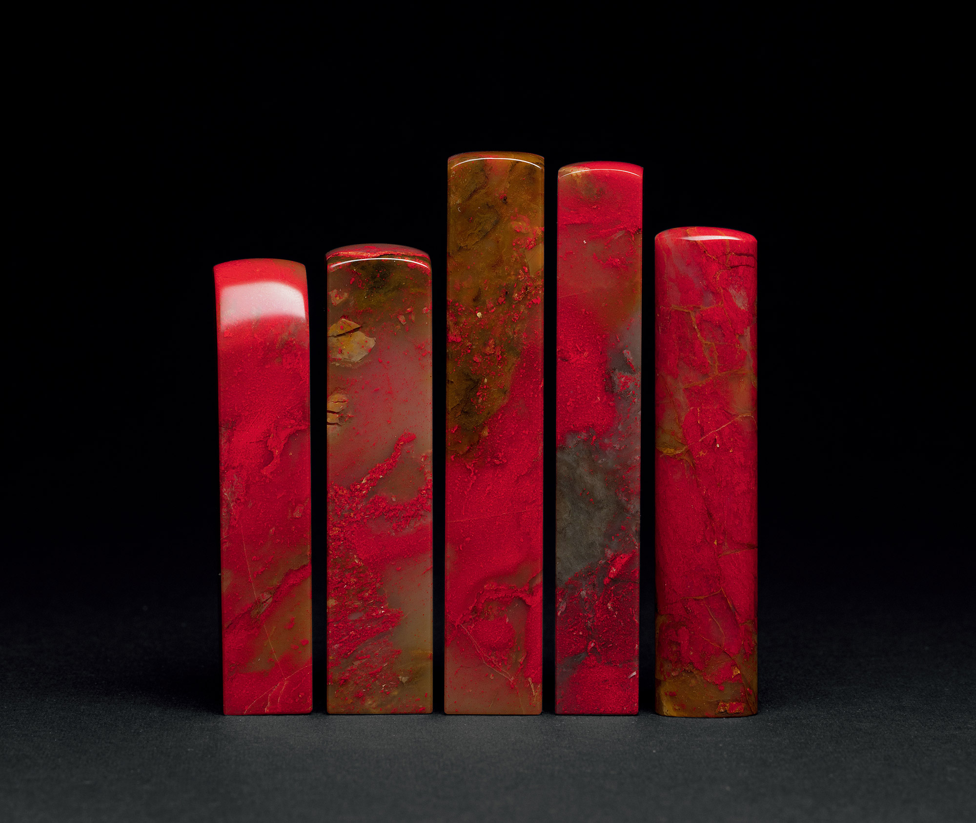 3816昌化鸡血石方章一组五方