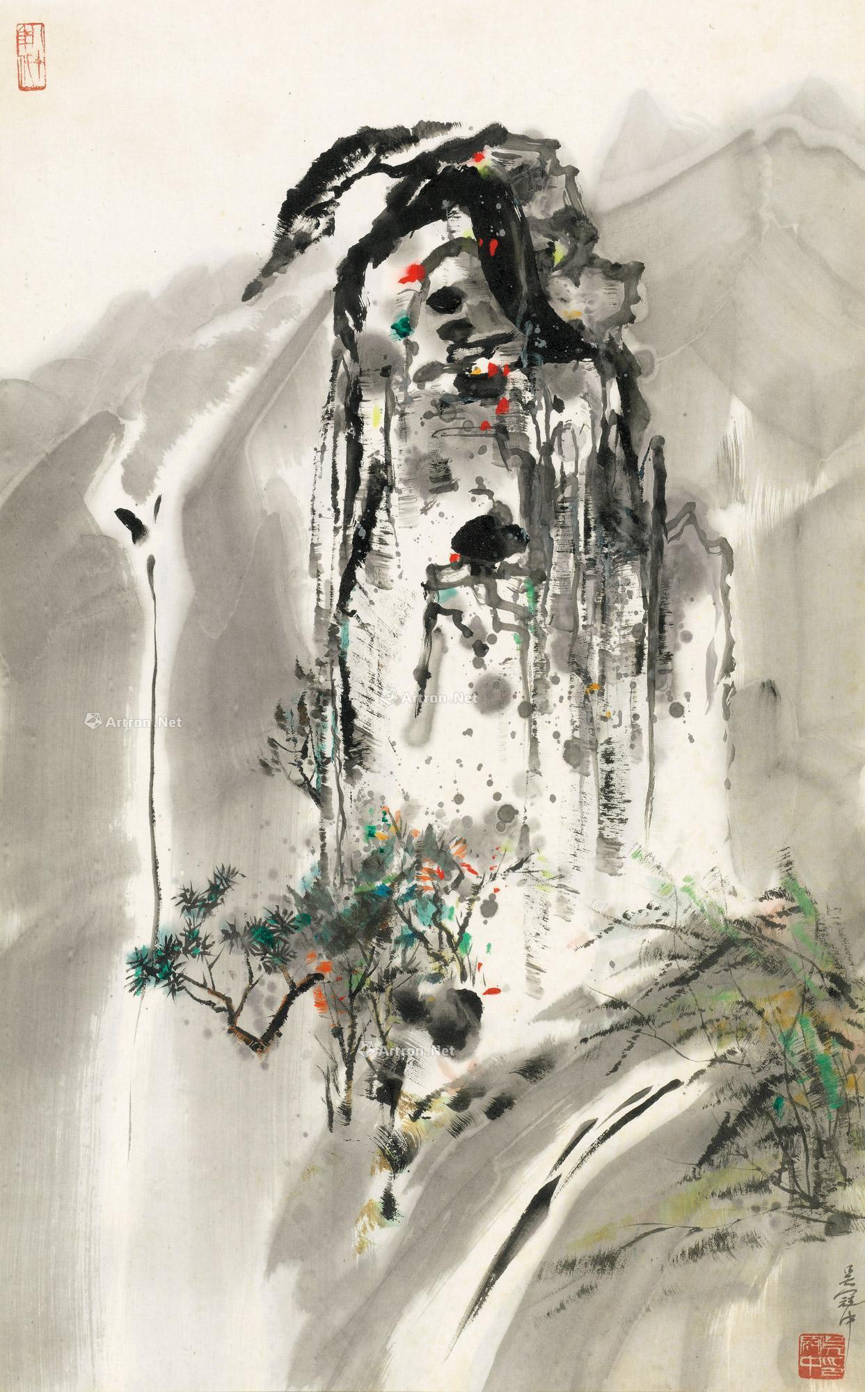 1202远山镜心设色纸本