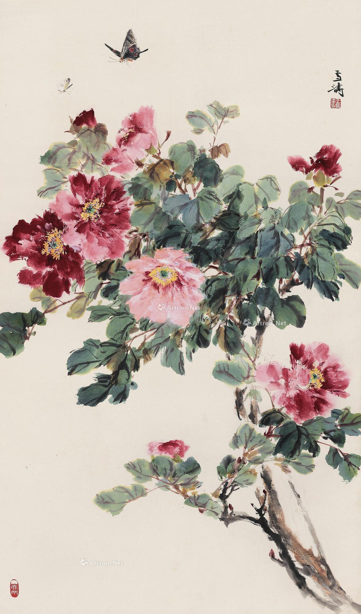 0547牡丹立轴设色纸本