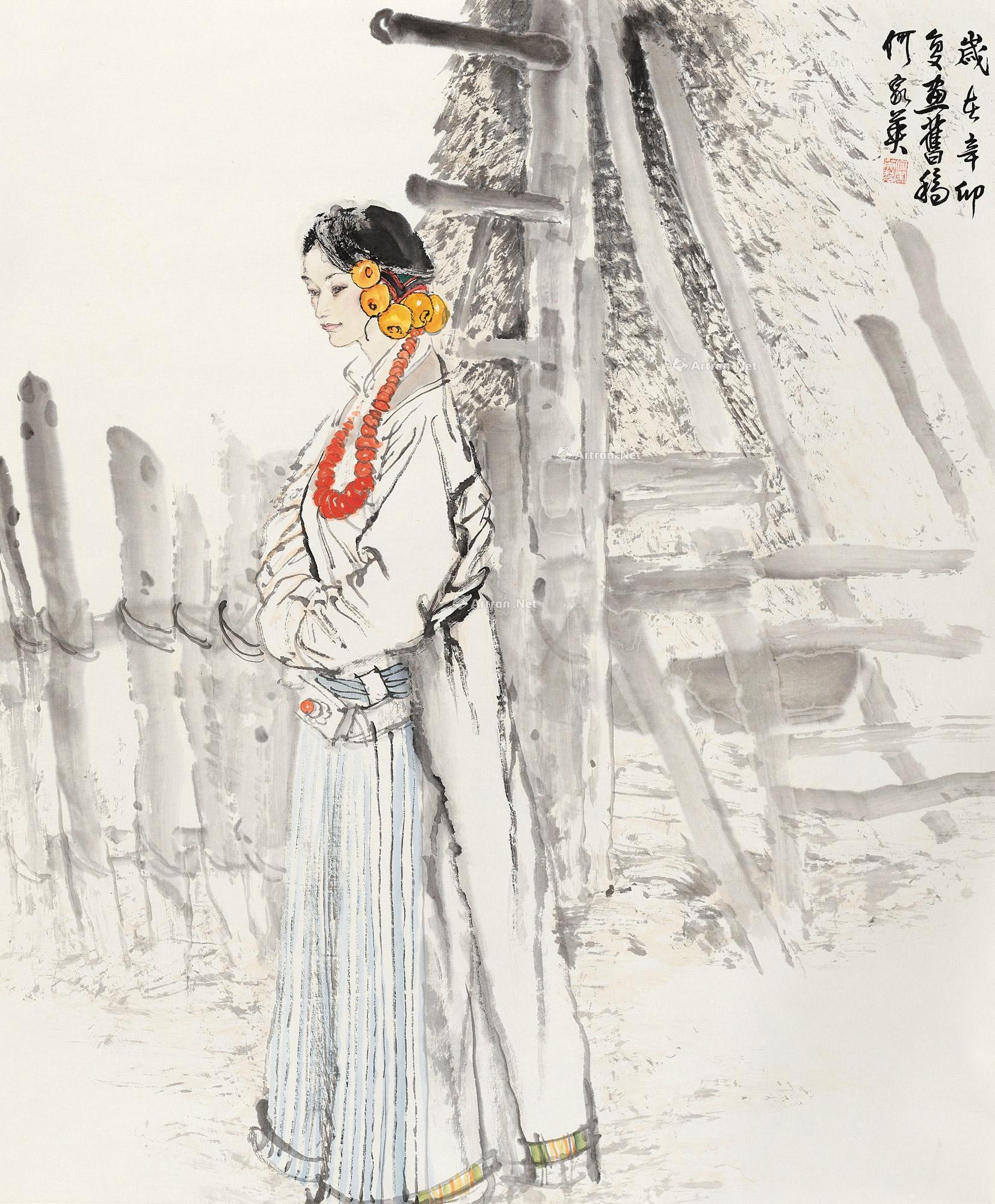 【2011年作 阿坝风情 立轴 设色纸本】拍卖品_图片_价格_鉴赏_绘画