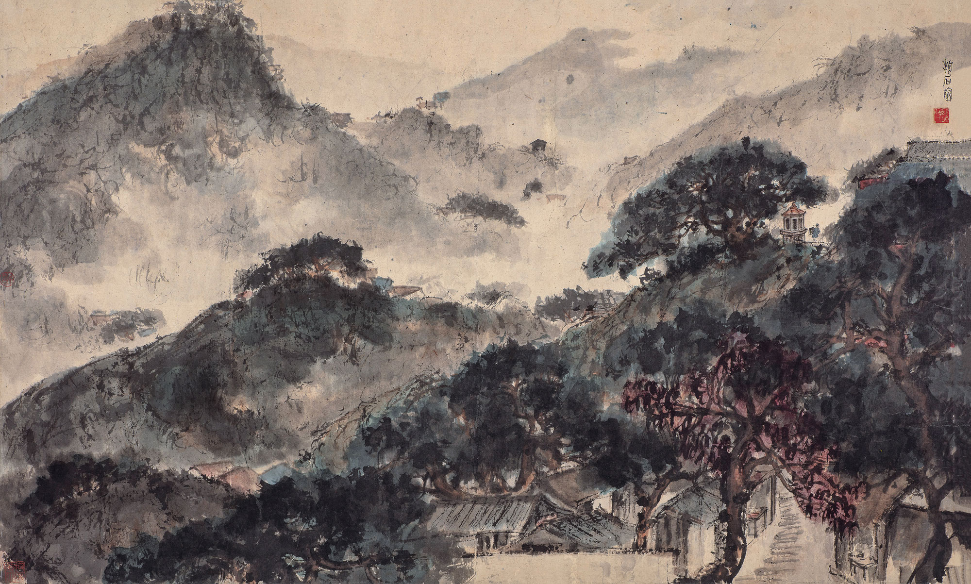 【1944年作 金刚坡秋色 镜心 设色纸本】拍卖品_图片_价格_鉴赏_绘画