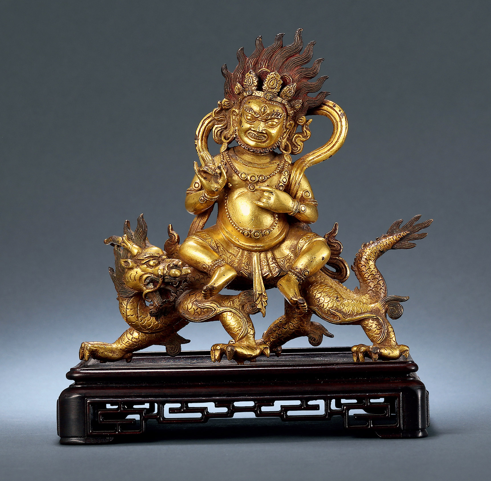 5990清早期铜鎏金白财神