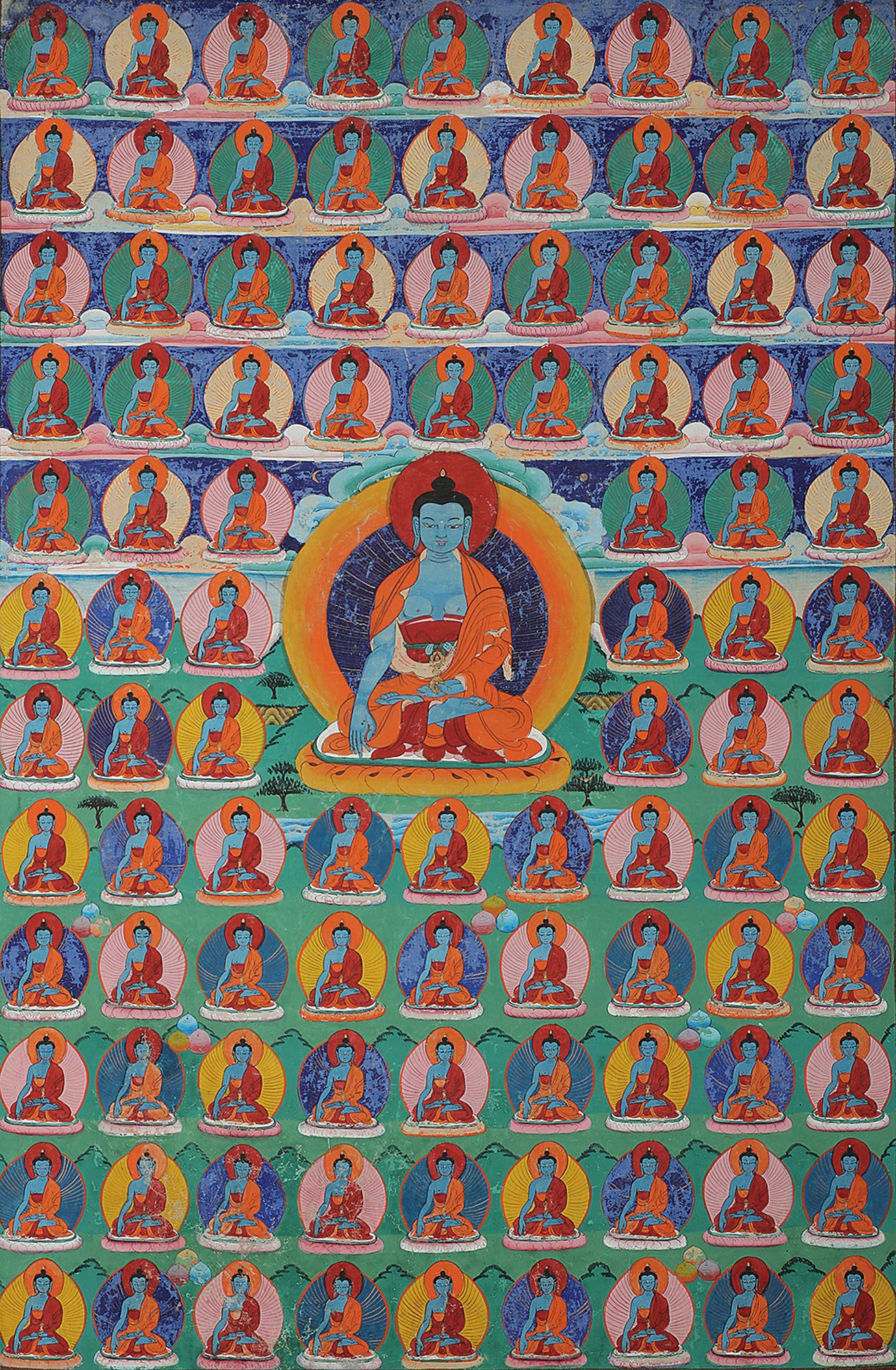 6016a 清 五方佛唐卡