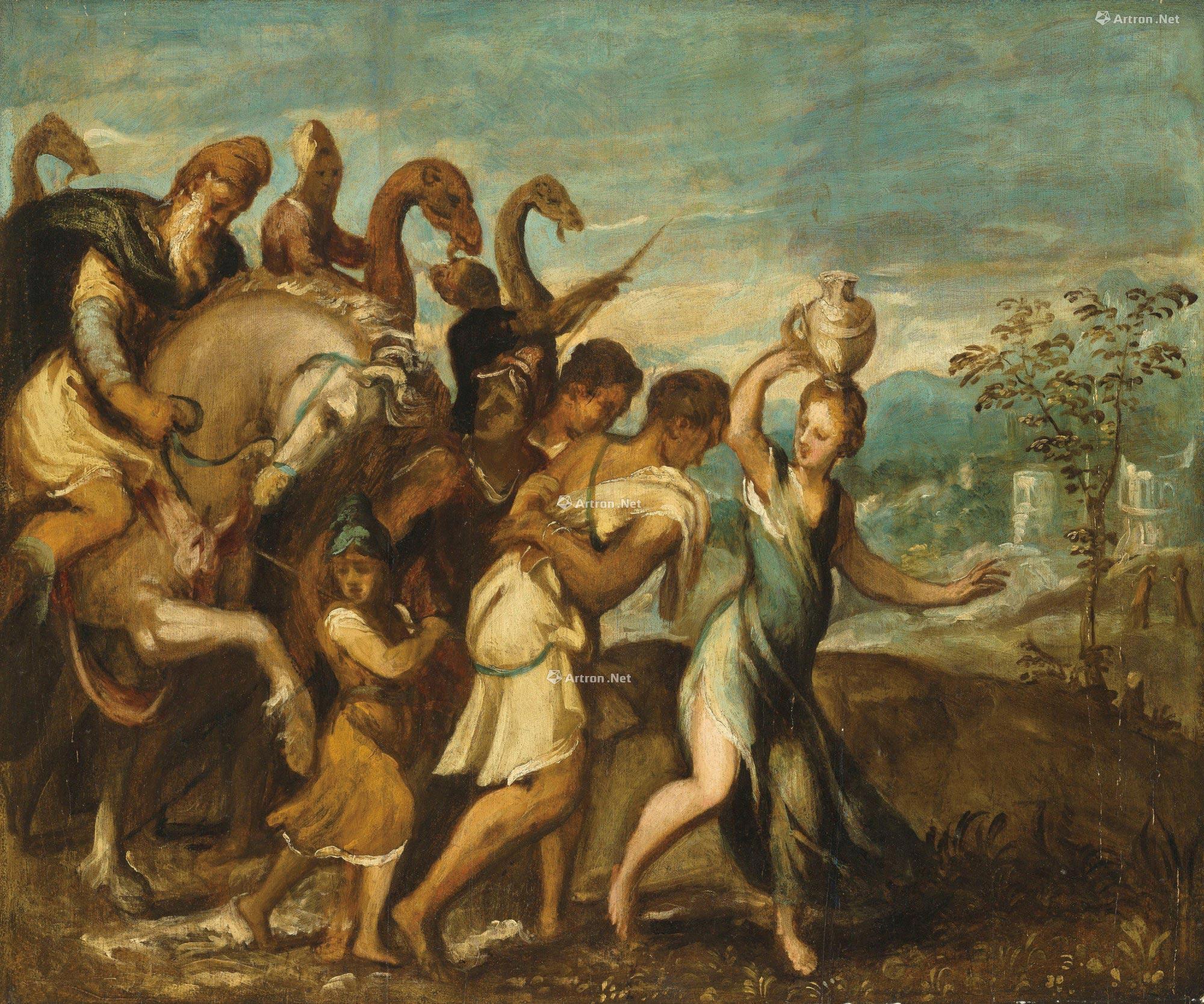 0175 andrea schiavone king saul being greeted in triumph after