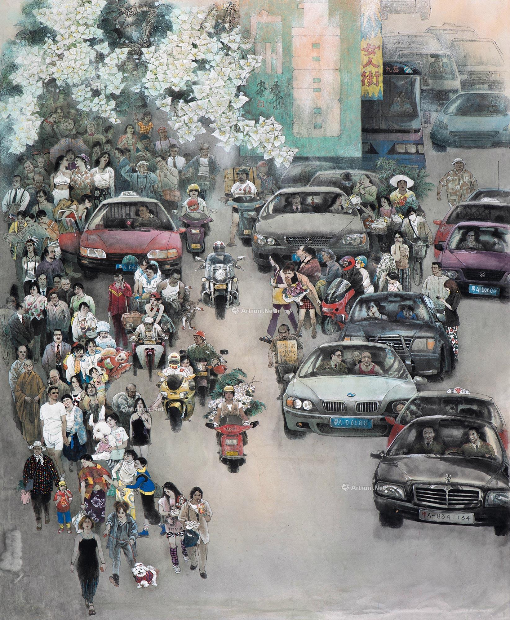 【羊城街景 镜片 设色纸本】拍卖品_图片_价格_鉴赏_绘画_雅昌艺术品