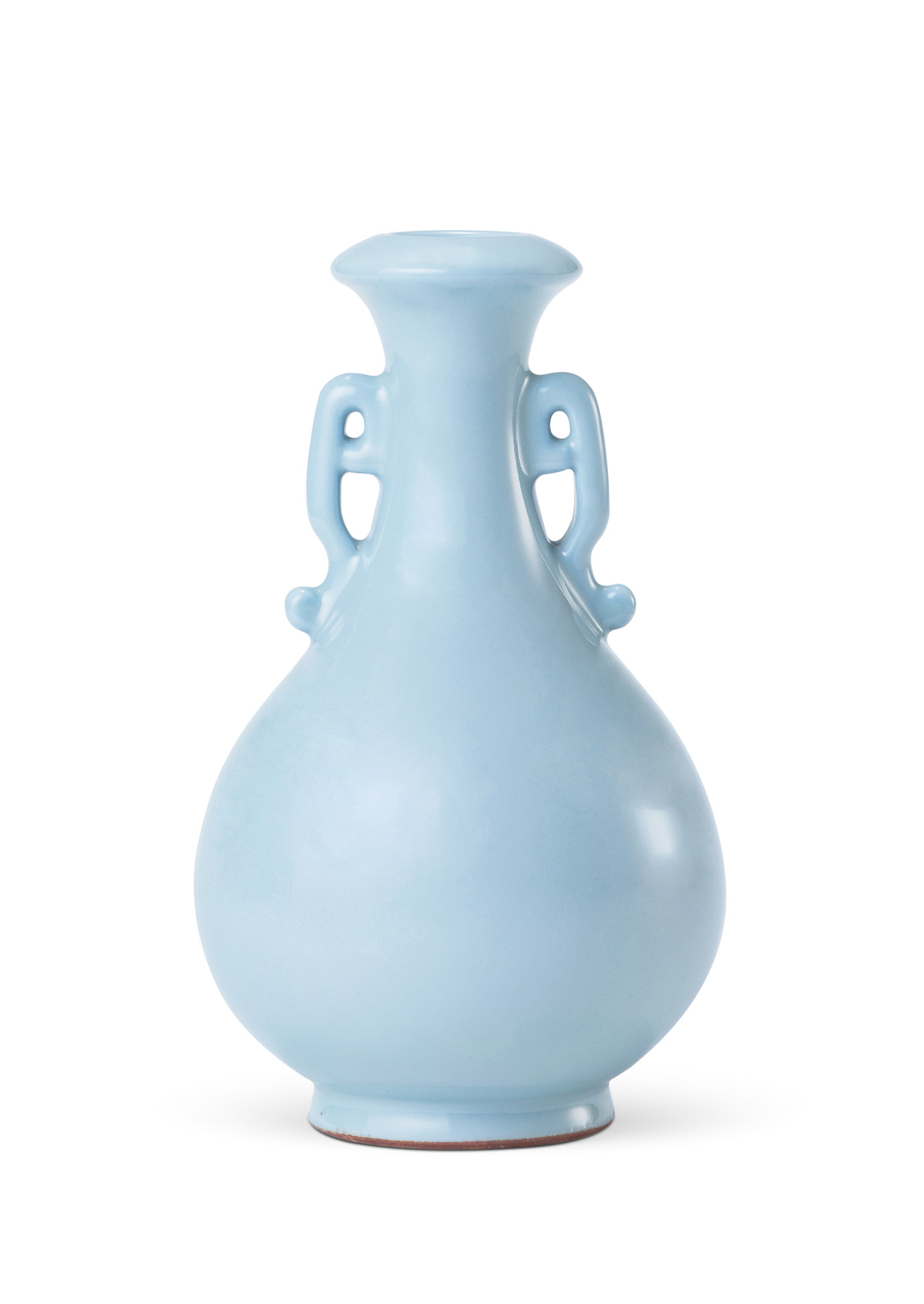 3614清雍正仿汝釉如意耳盘口瓶