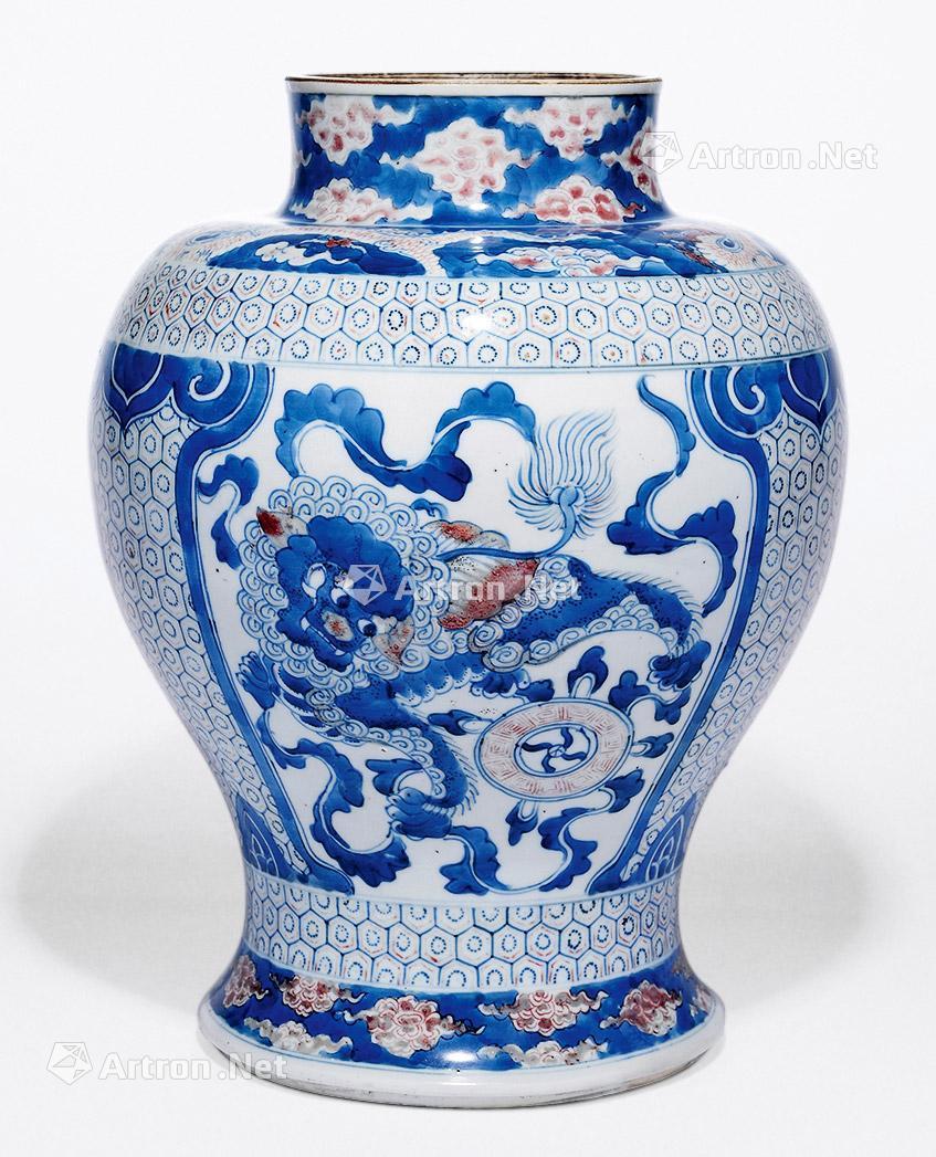 清代 康煕年 古彩 海水龍紋磁皿 - 工芸品