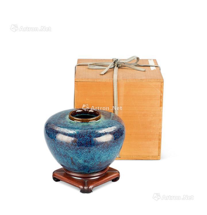 人気セールS390 中国 清代 葛明祥造 海鼠釉 火入一対 香炉 火鉢 木箱付　C 工芸品