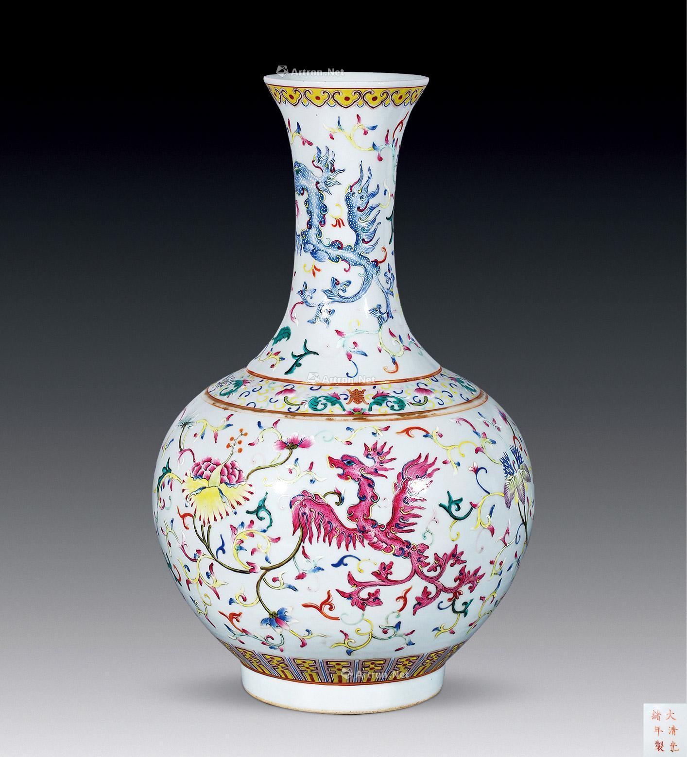 【清光绪 粉彩凤纹赏瓶】拍卖品_图片_价格_鉴赏_清代粉彩瓷器_雅昌