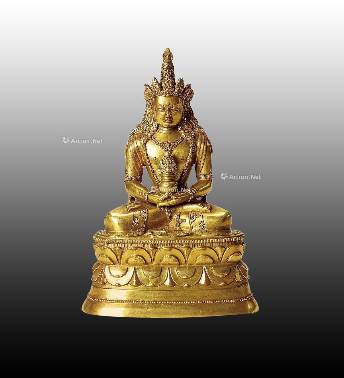 0781 明代 明末 铜鎏金无量寿佛像 (一件)