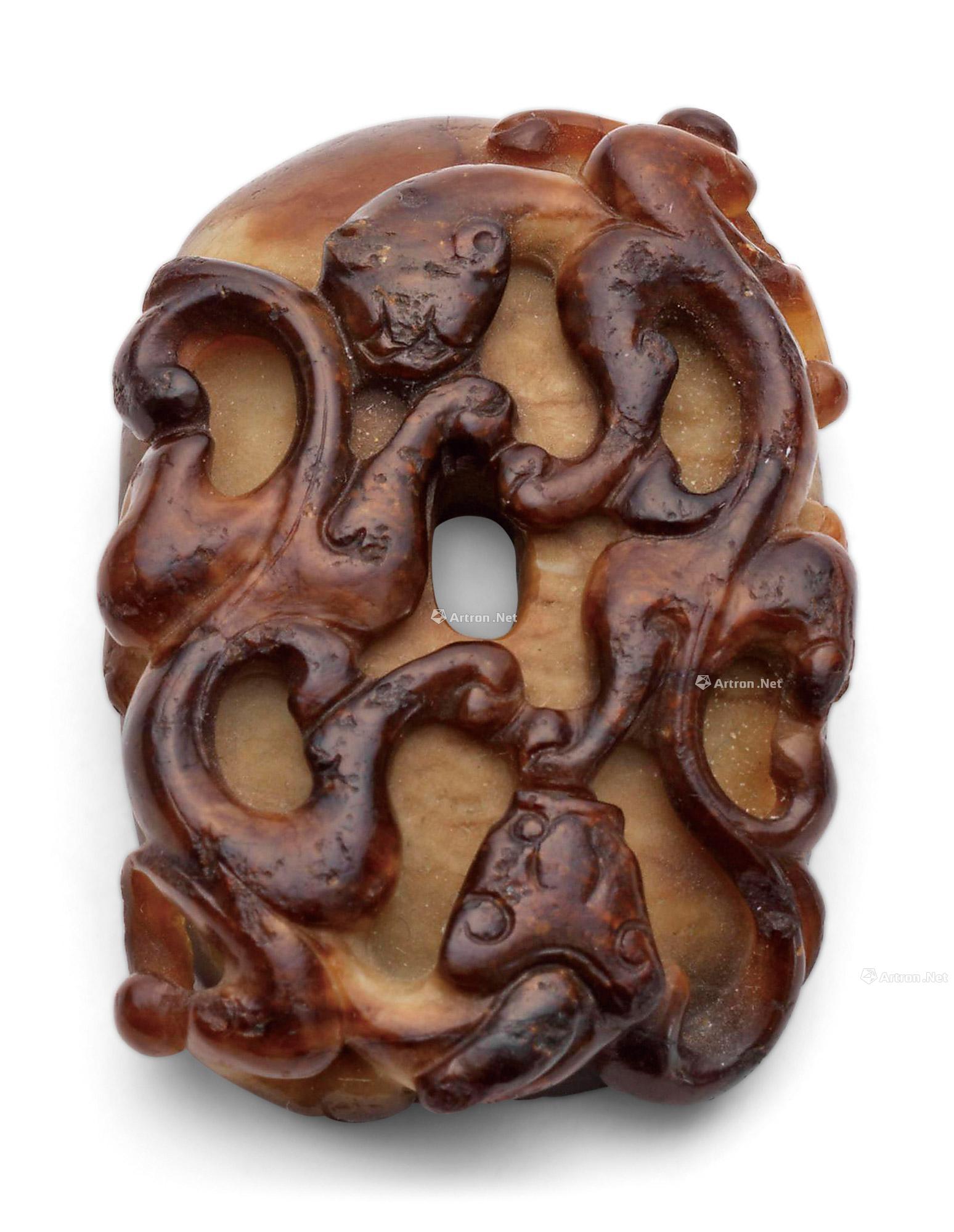 0104明巧色玉雕螭龙纹佩