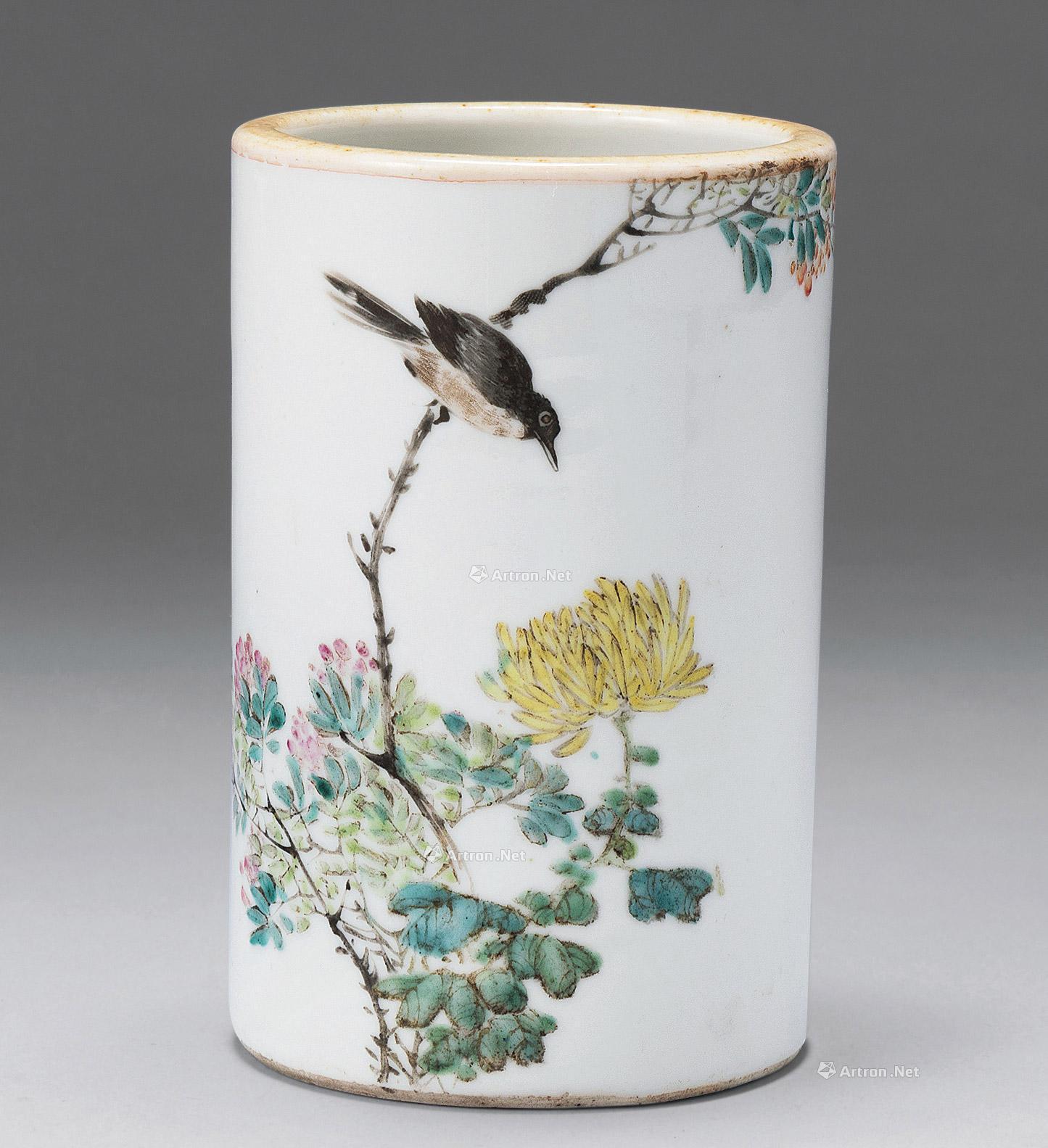 【民国 徐善琴作粉彩笔筒】拍卖品_图片_价格_鉴赏_民国瓷器_雅昌艺术