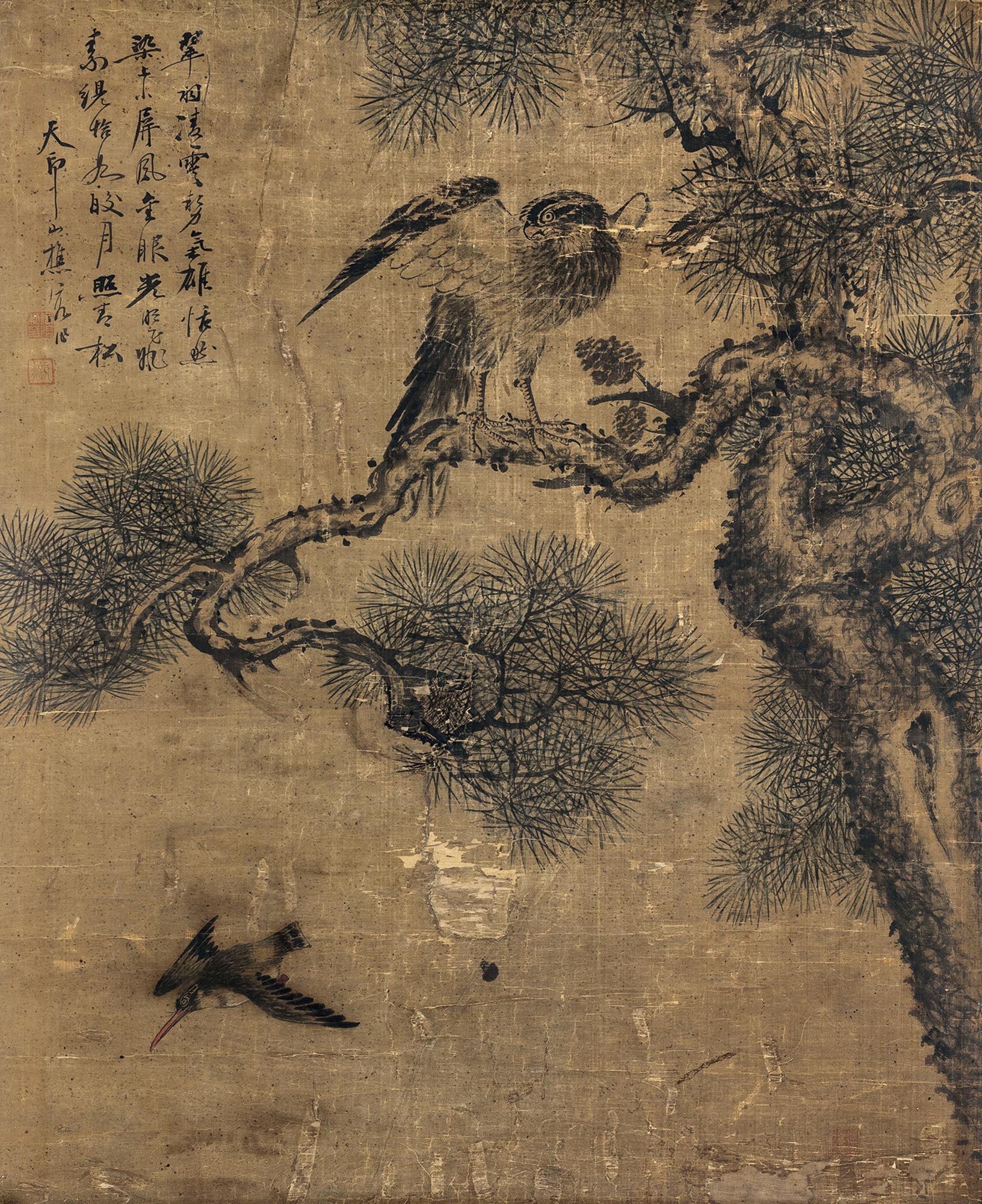 2121松鹰图镜心绢本