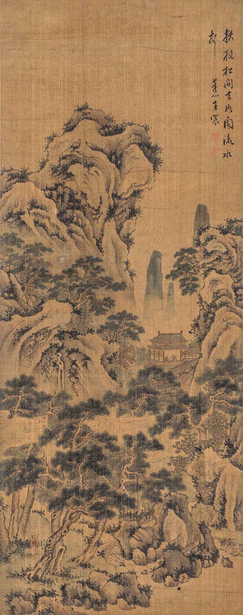 2242 高山流水图 立轴 绢本