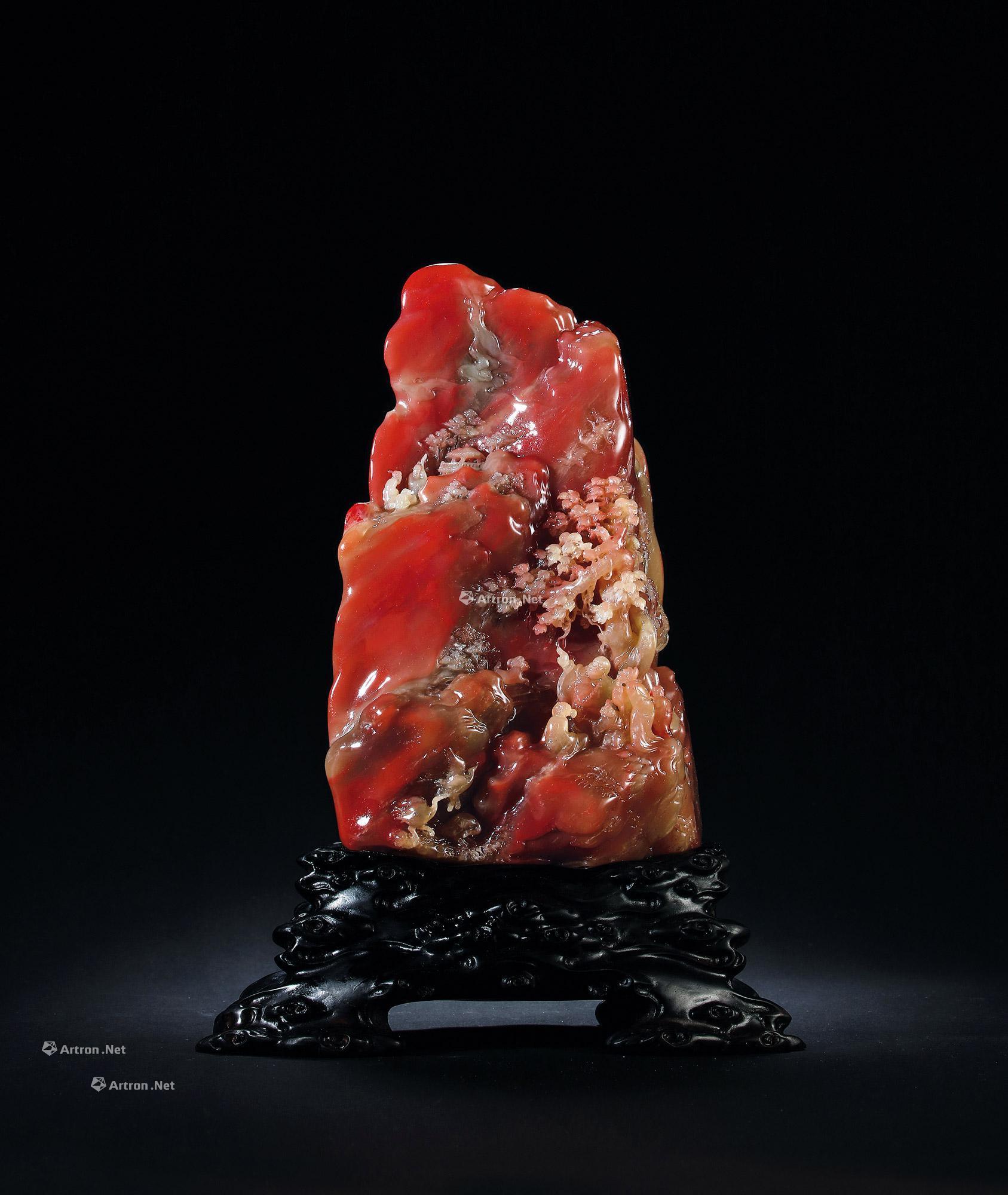 【巴林鸡血石女儿红《深山访友》】拍卖品_图片_价格_鉴赏_摆件_雅昌