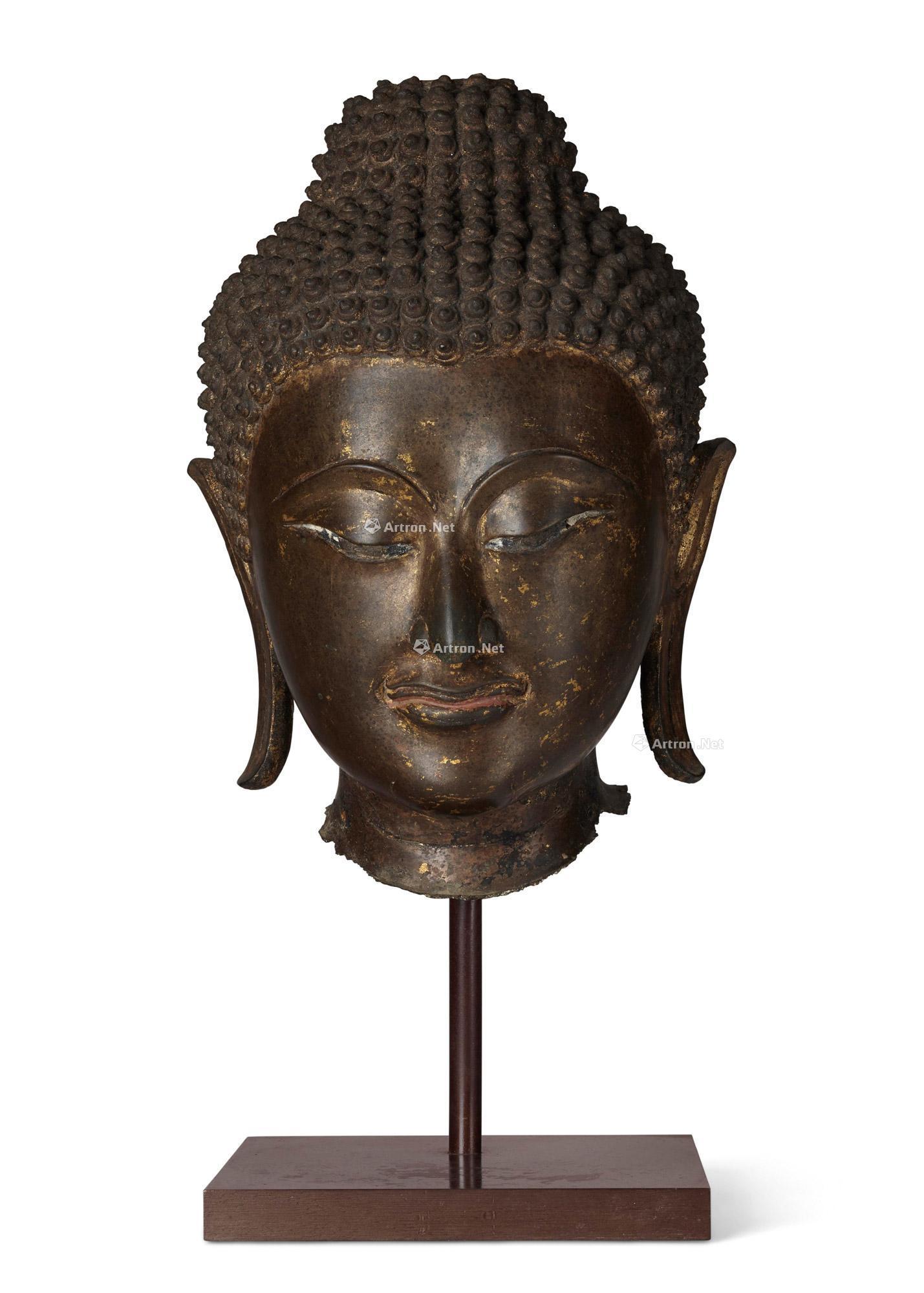 0012thailandayutthayaperiod15thcenturyagiltbronzeheadofbuddha