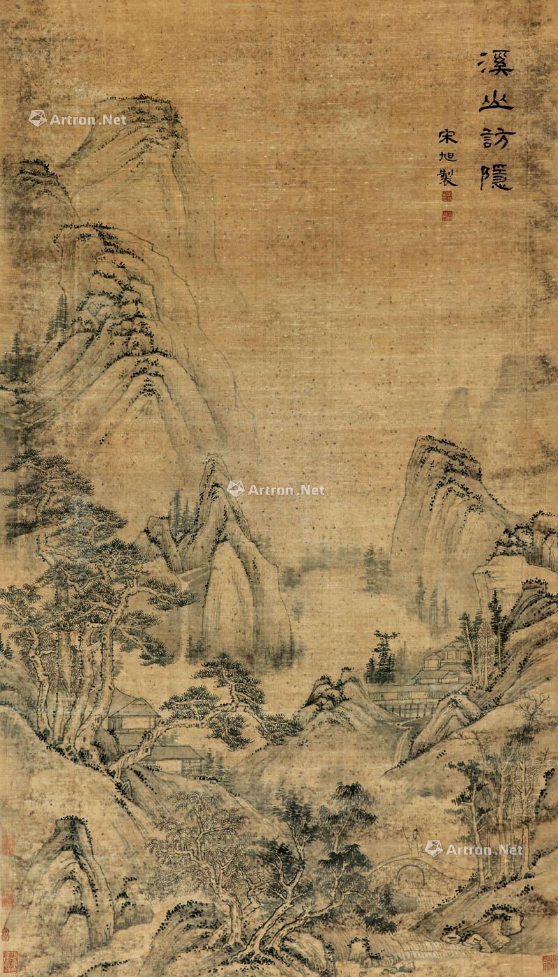 1037溪山访隐立轴水墨绢本