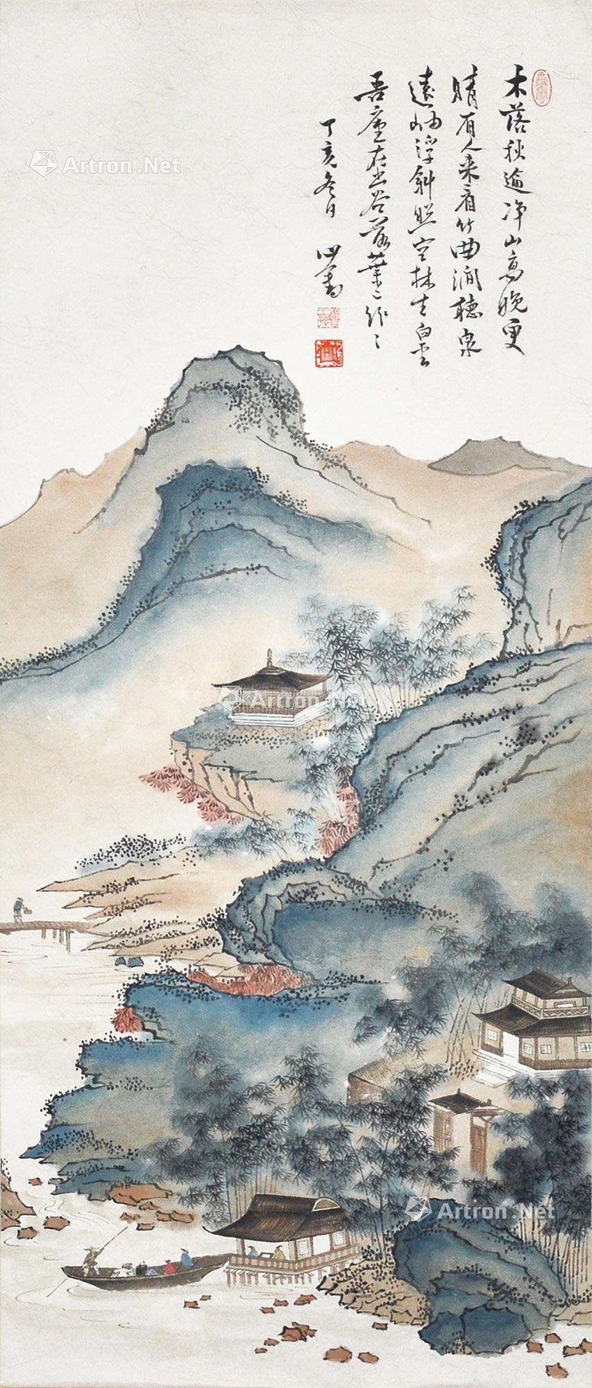 【1947年作 秋山晚晴图 立轴 设色水墨纸本】拍卖品_图片_价格_鉴赏_绘画_雅昌艺术品拍卖网