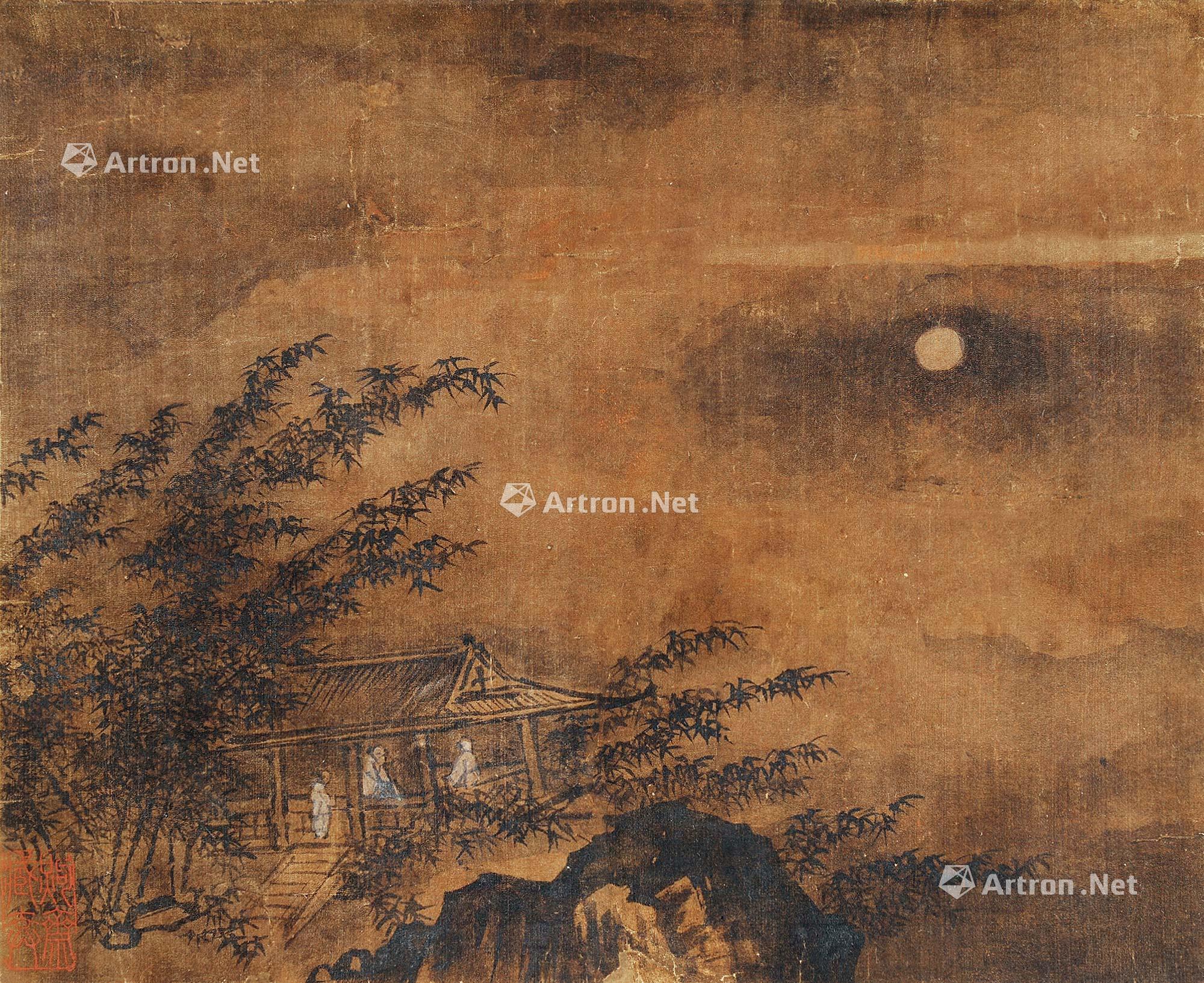 【赏月图 镜片 设色绢本】拍卖品_图片_价格_鉴赏_绘画_雅昌艺术品拍卖网