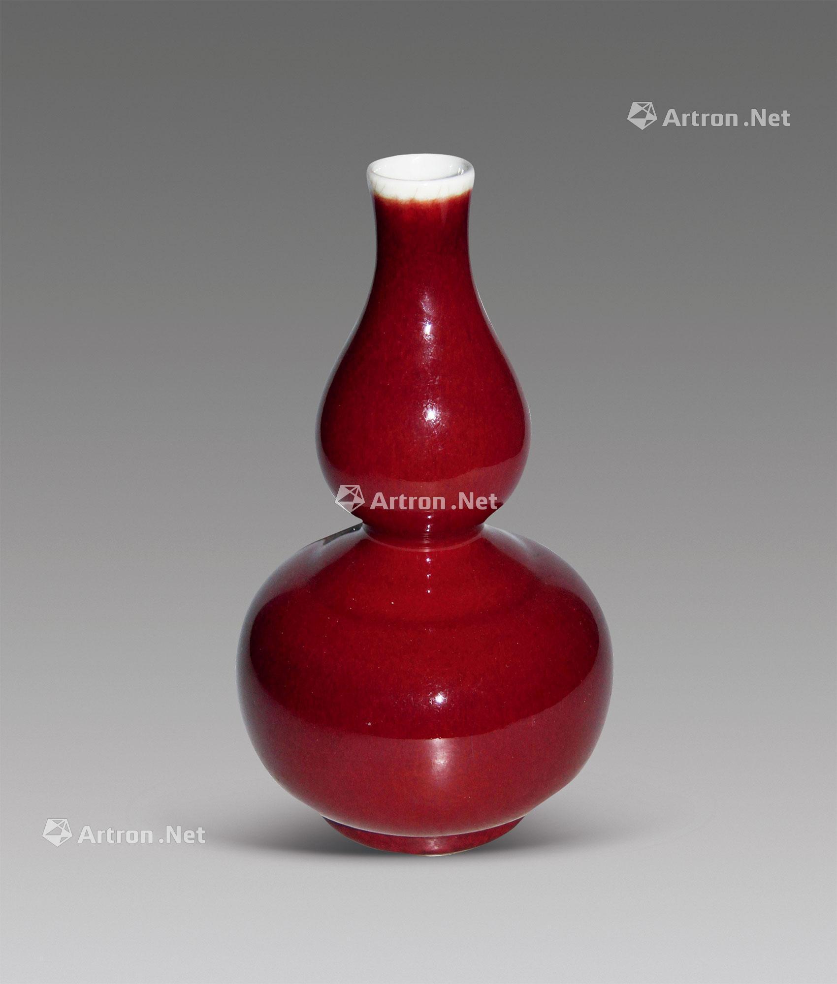 【清·康熙 霁红釉葫芦瓶】拍卖品_图片_价格_鉴赏_清代单色釉瓷器