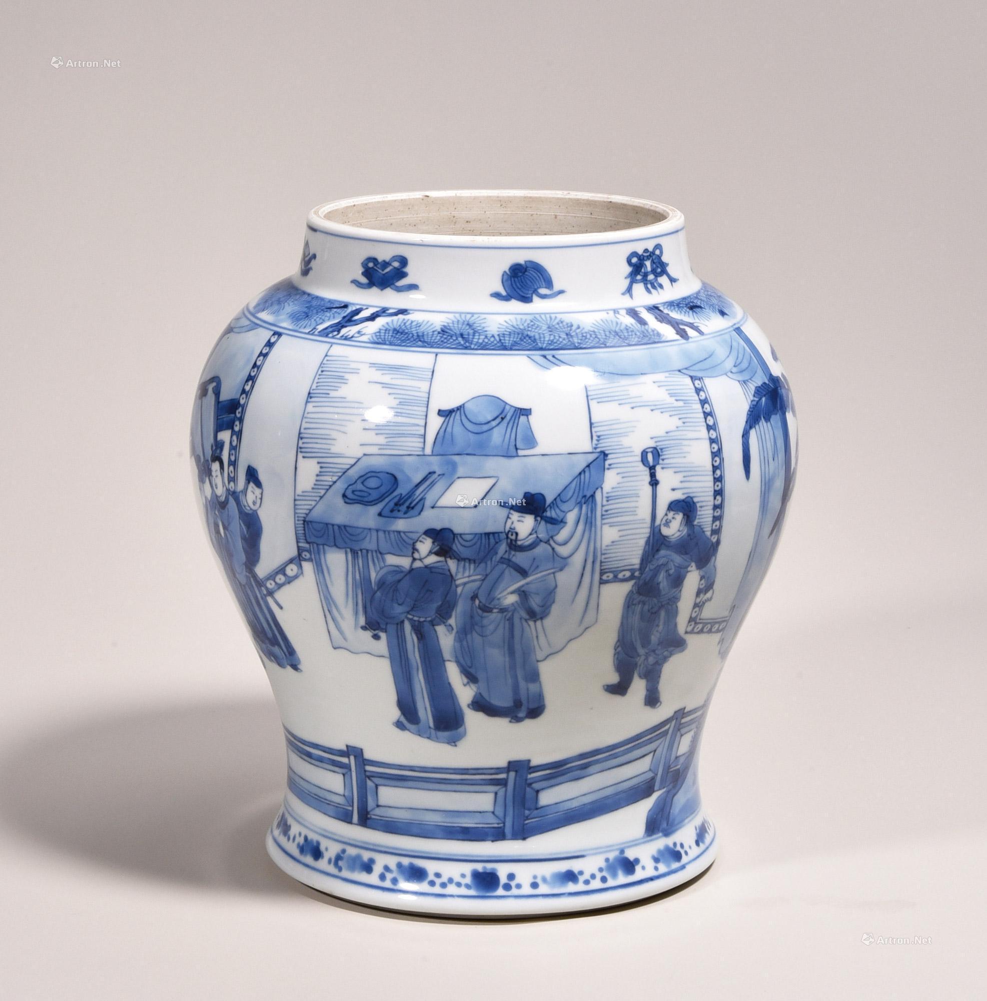 青花瓷瓶《松》-当代陶瓷艺术家-图片