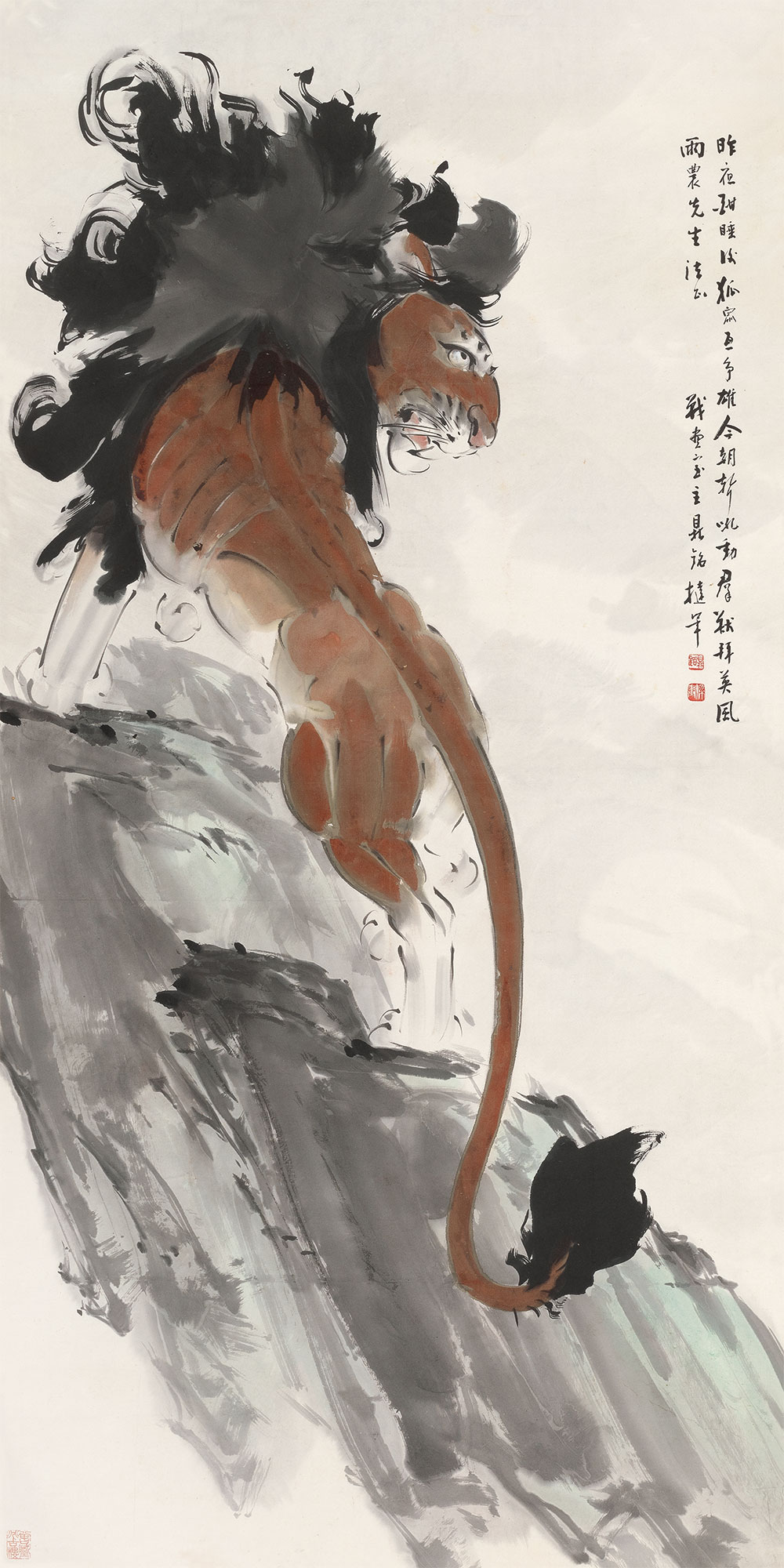 0100醒狮图纸本立轴