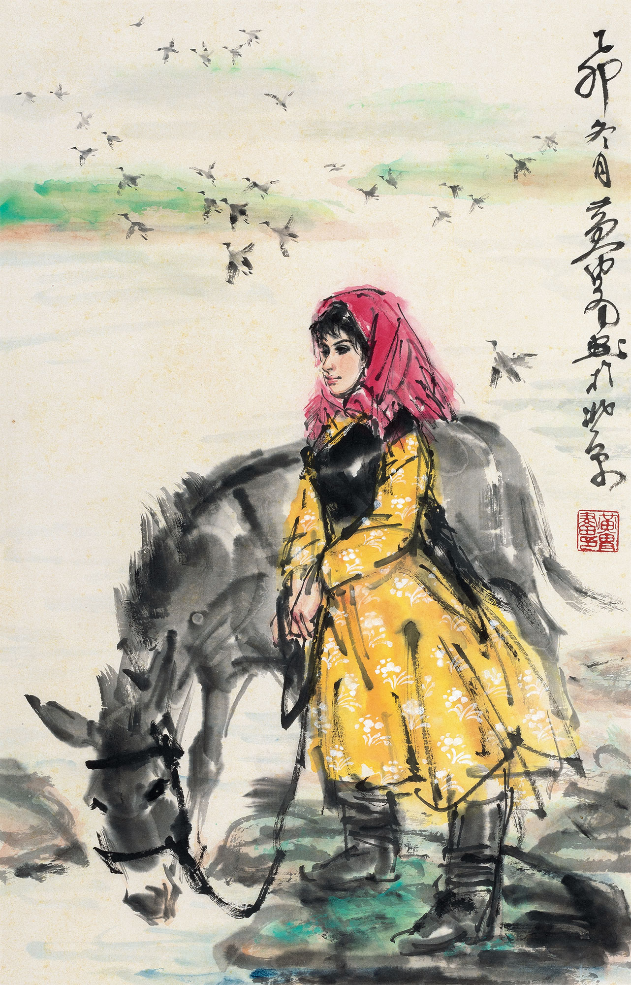 【乙卯（1975年）作 饮驴图 立轴 纸本】拍卖品_图片_价格_鉴赏_绘画_雅昌艺术品拍卖网