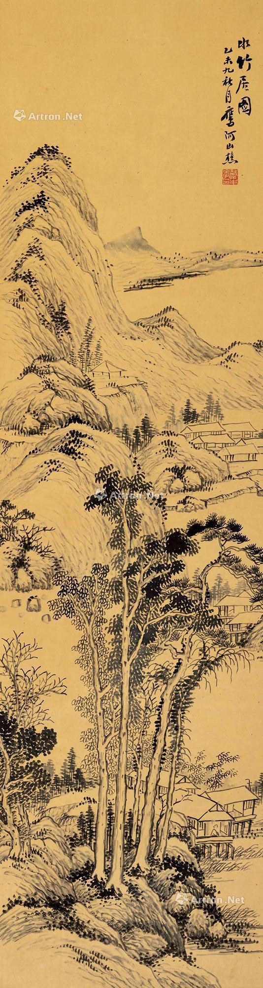 【1655年作 水竹居图 立轴 水墨纸本】拍卖品_图片_价格_鉴赏_绘画_雅昌艺术品拍卖网
