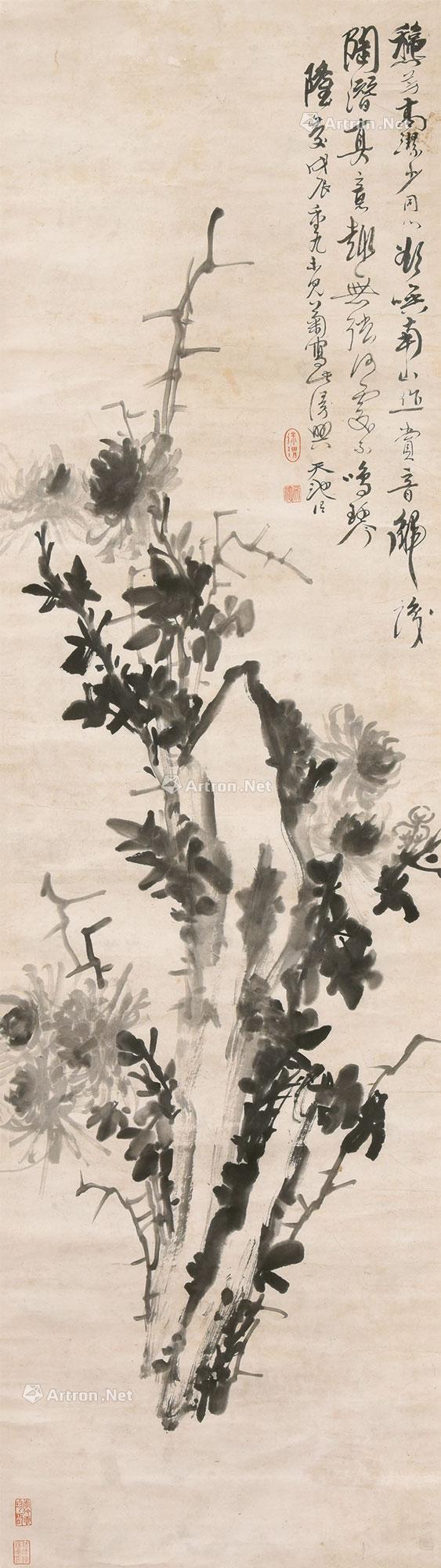 【墨菊 立轴 水墨纸本】拍卖品_图片_价格_鉴赏_绘画_雅昌艺术品拍卖网